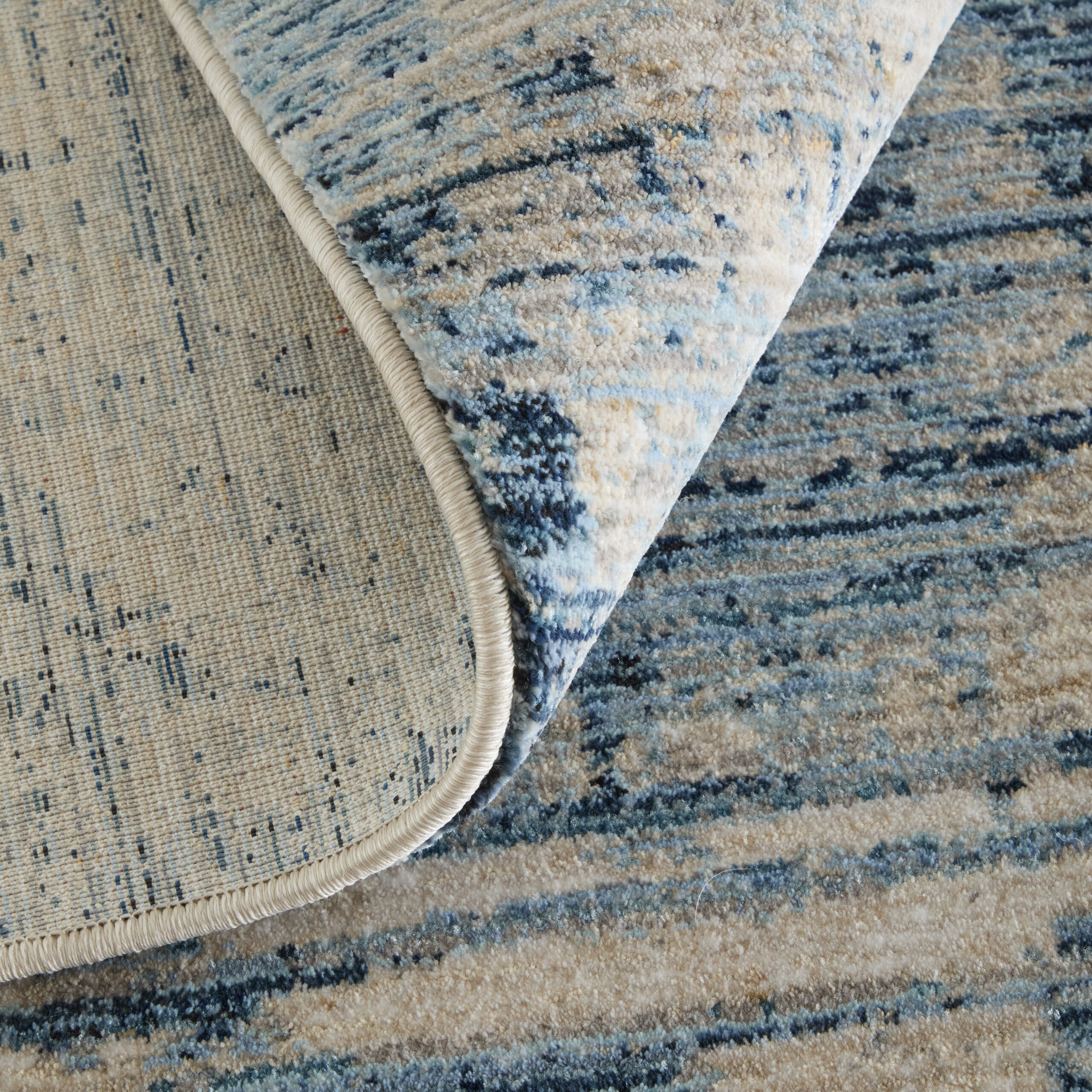 Feizy Sonora Modern Abstract 39UAF Blue/Ivory/Gray Area Rug - Image 8
