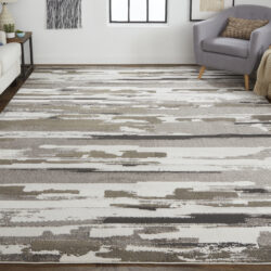 Alternative view of Feizy Vancouver Modern Abstract 39FEF Brown/Ivory Area Rug