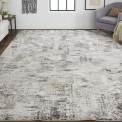 Alternative view of Feizy Vancouver Modern Abstract 39FHF Ivory/Gray/Brown Area Rug