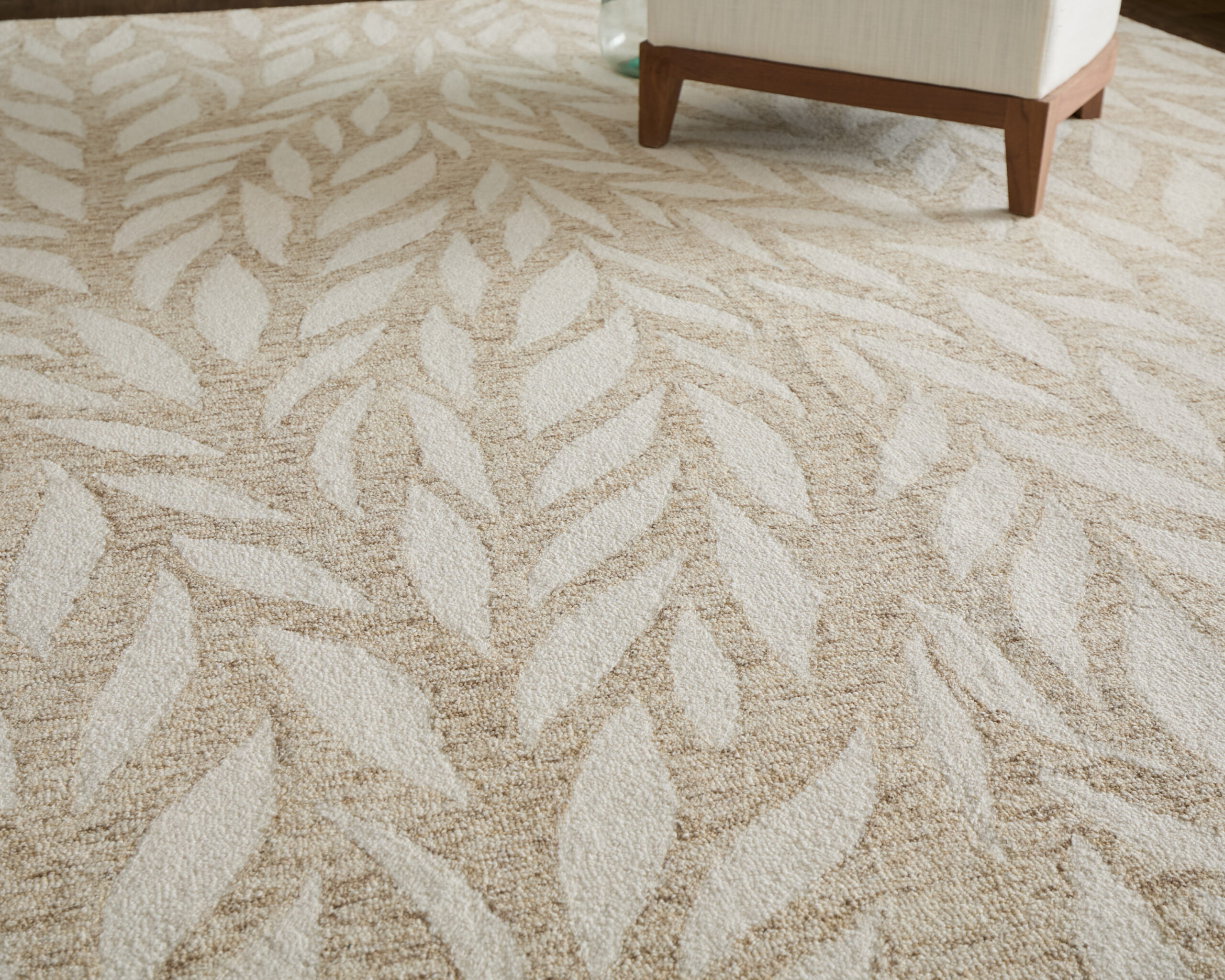 Feizy Wallace Modern Floral & Botanical 8A37F Tan/Ivory Area Rug - Image 2