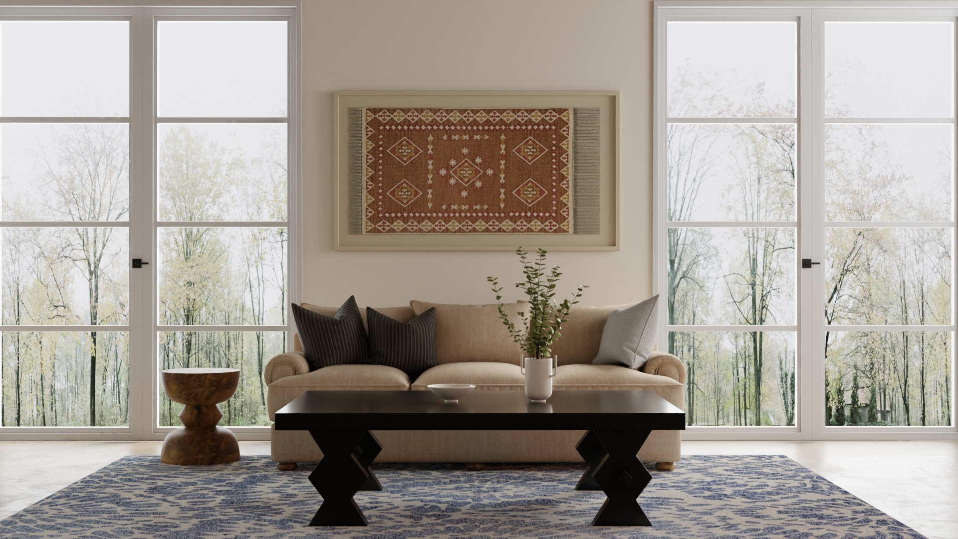 Feizy Wallace Modern Abstract 8A39F Blue/Ivory Area Rug - Image 7