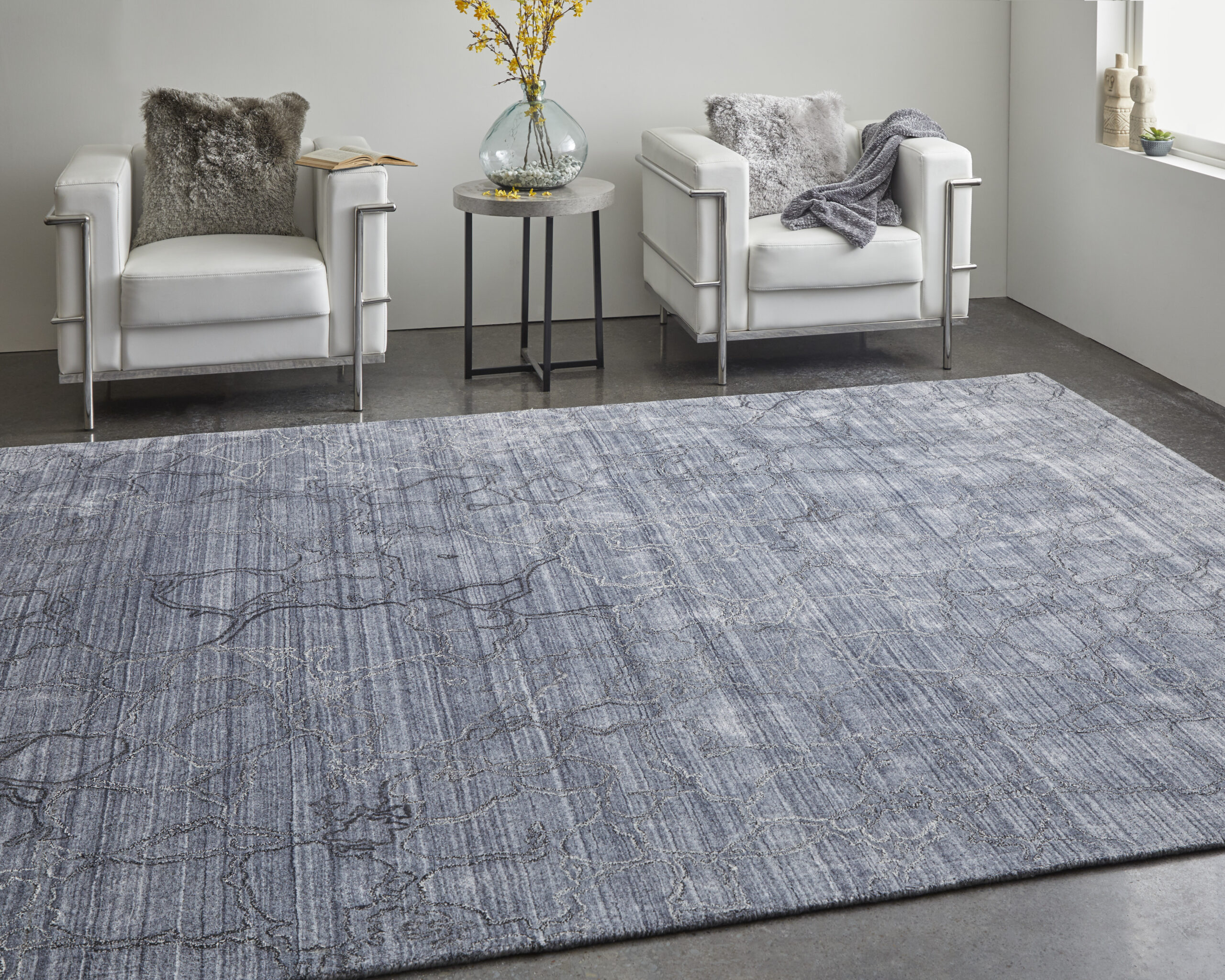 Feizy Whitton Modern Abstract 8892F Gray/Blue Area Rug - Image 2