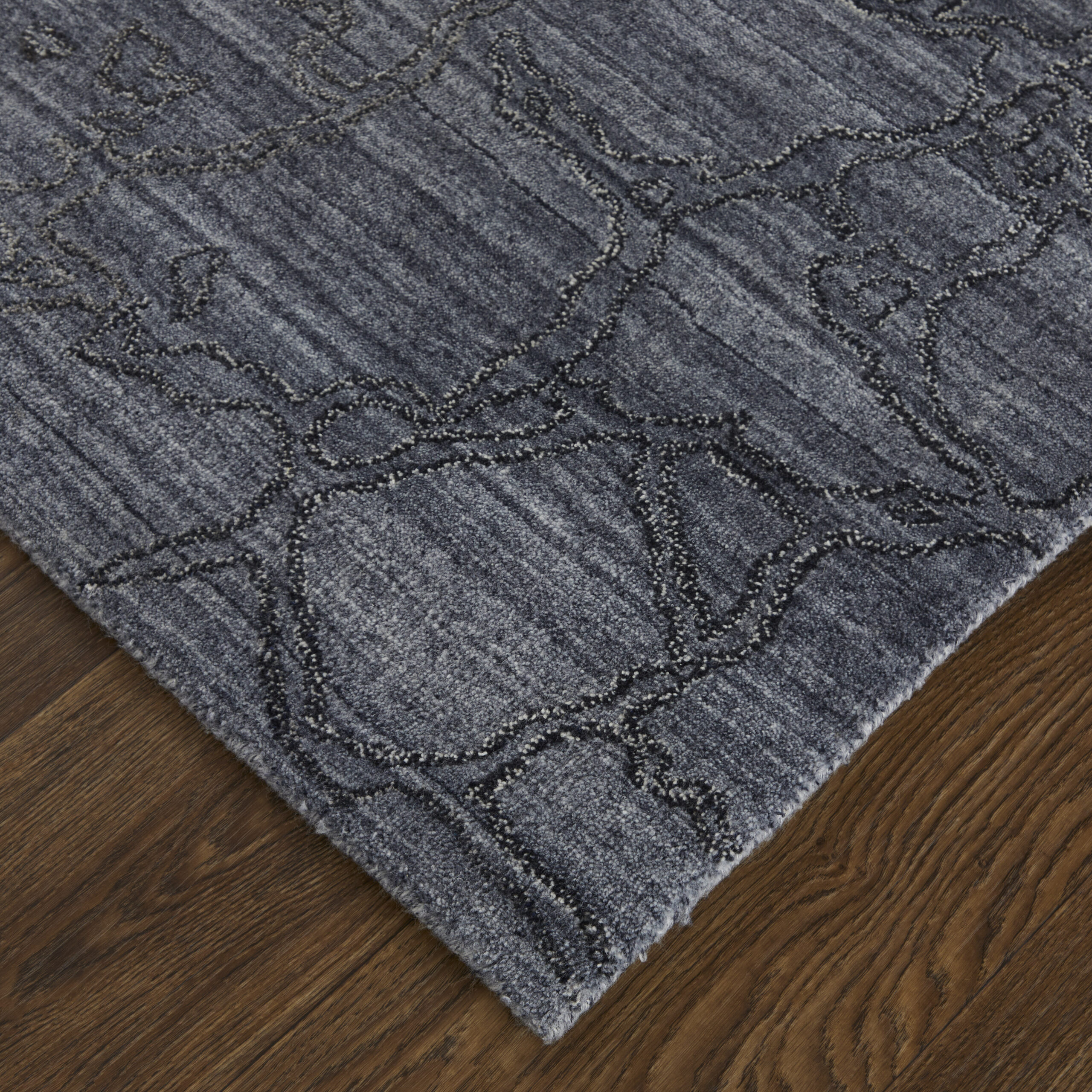 Feizy Whitton Modern Abstract 8892F Gray/Blue Area Rug - Image 3