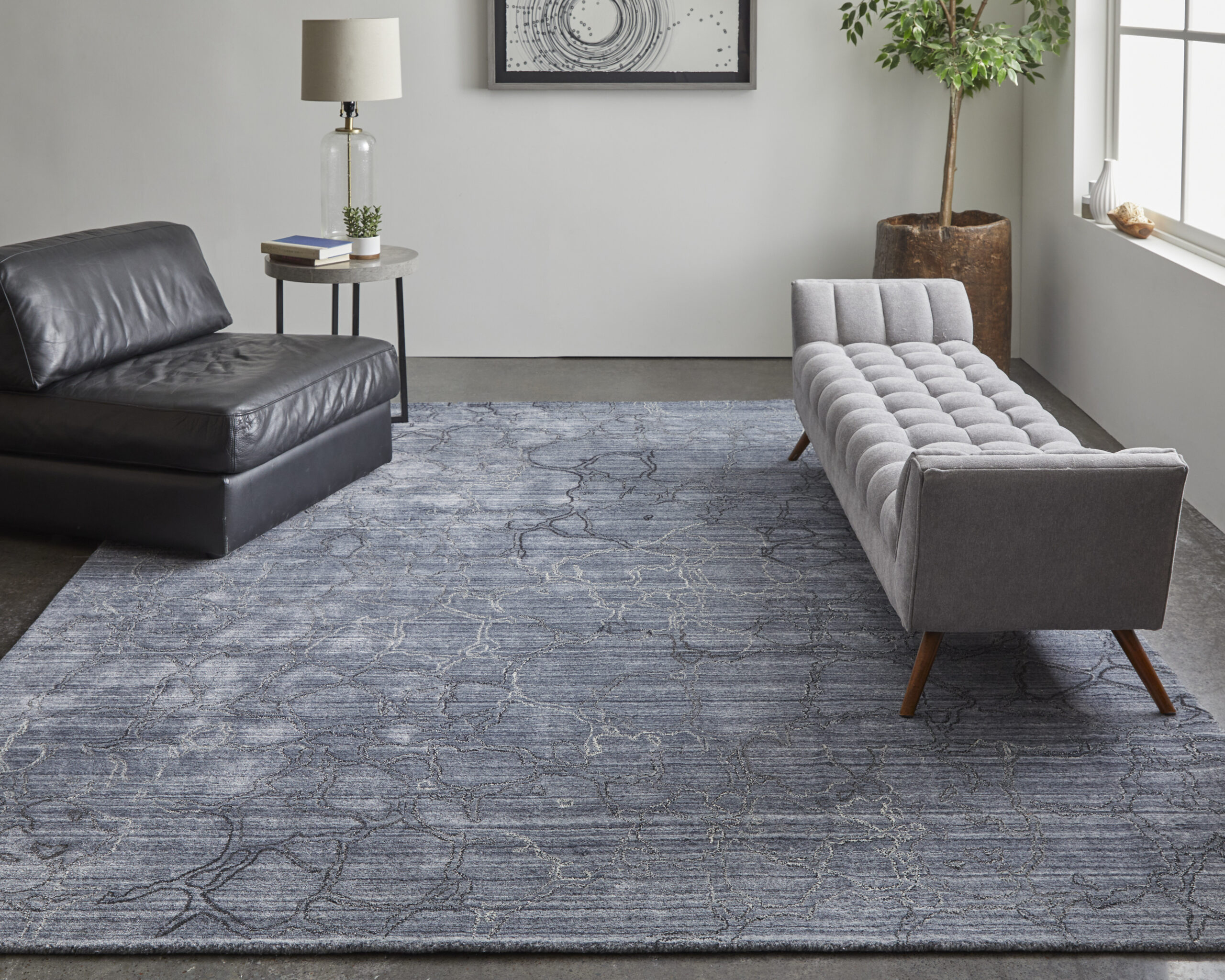 Feizy Whitton Modern Abstract 8892F Gray/Blue Area Rug - Image 6