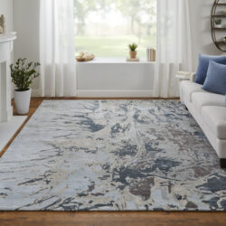 Alternative view of Feizy Zarah Modern Watercolor 8918F Blue/Taupe/Green Area Rug