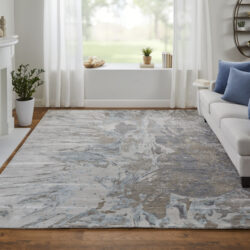 Alternative view of Feizy Zarah Modern Watercolor 8918F Gray/Tan/Blue Area Rug