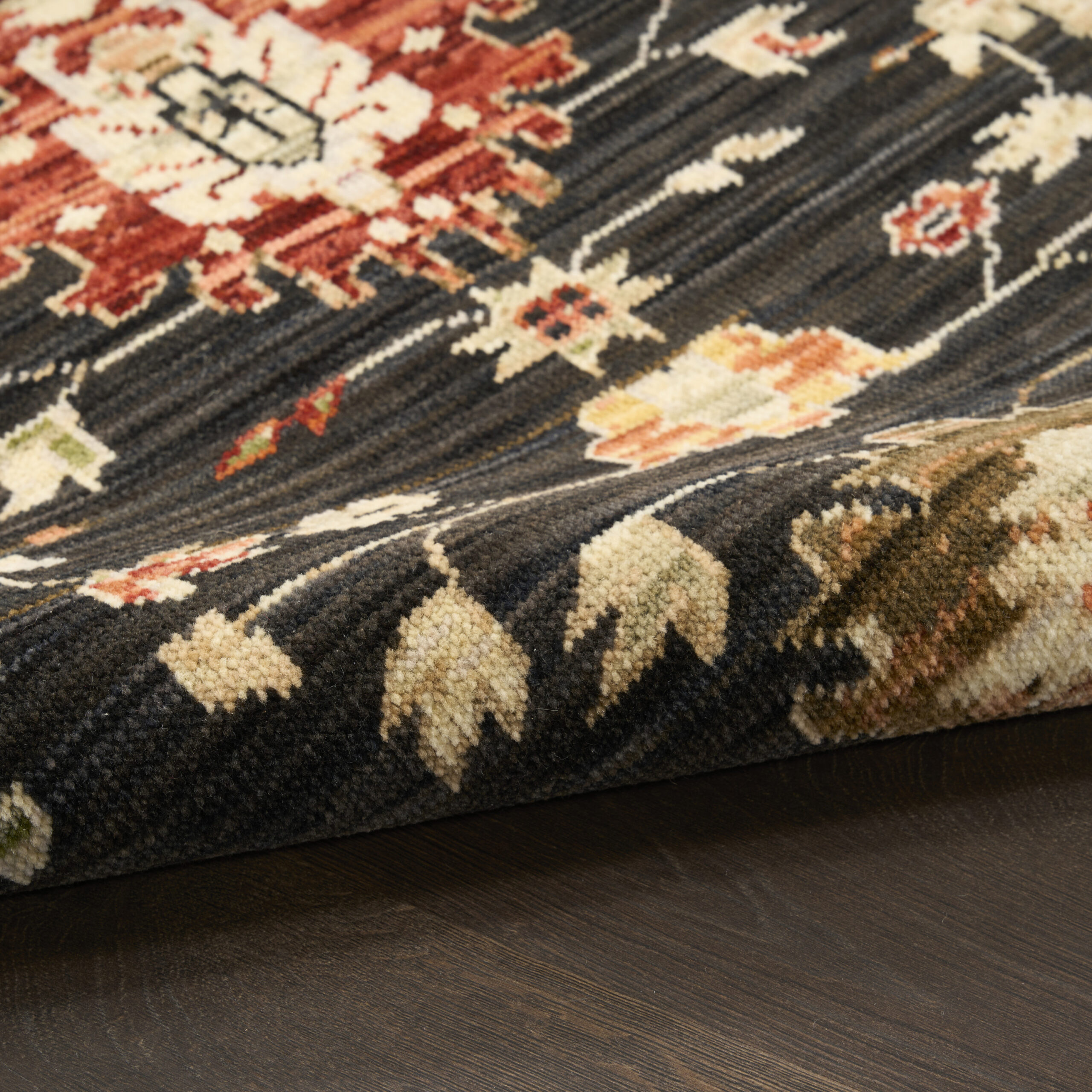 Nourison Antique Bloom ANB01 Black Area Rug - Image 3