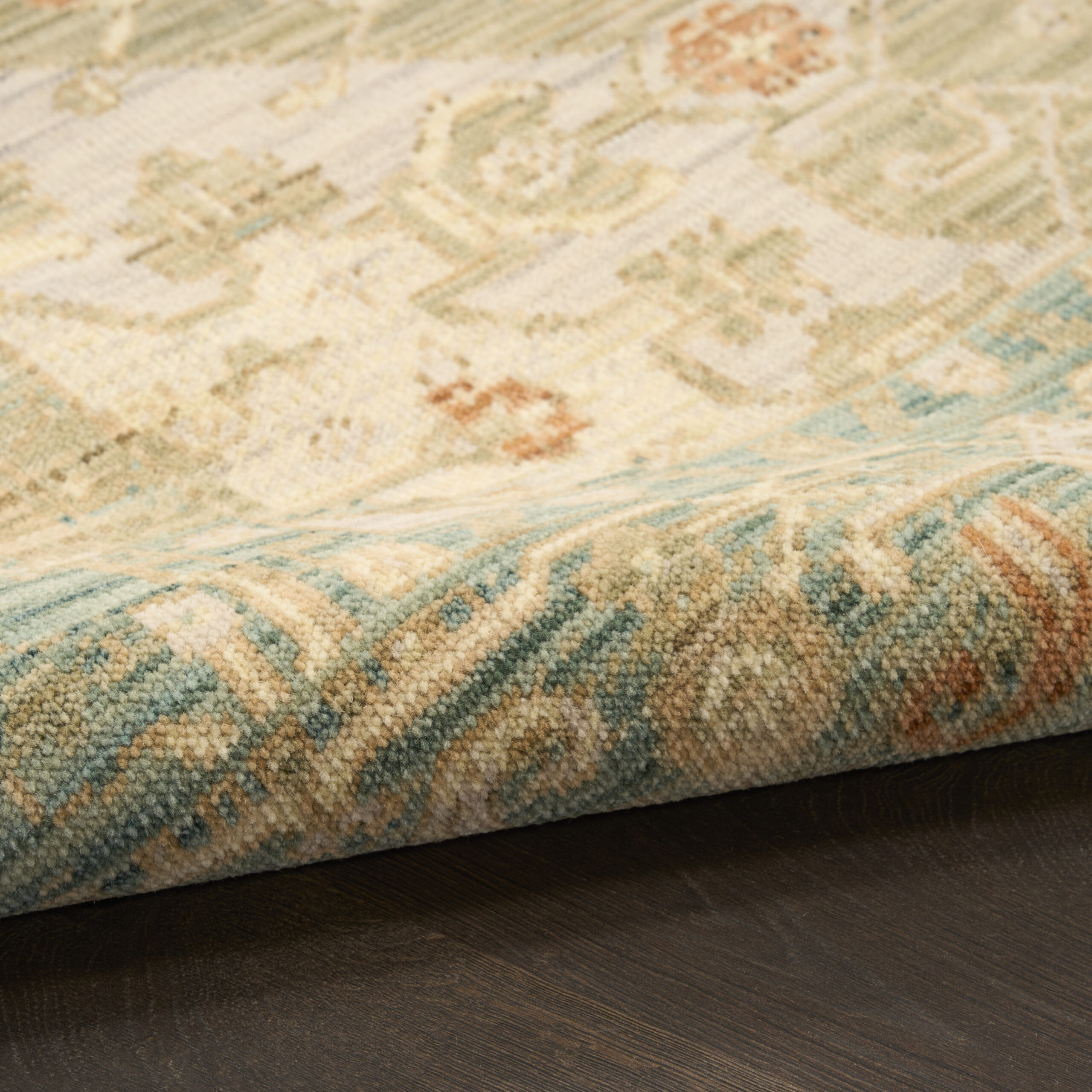 Nourison Antique Bloom ANB03 Teal Area Rug - Image 3