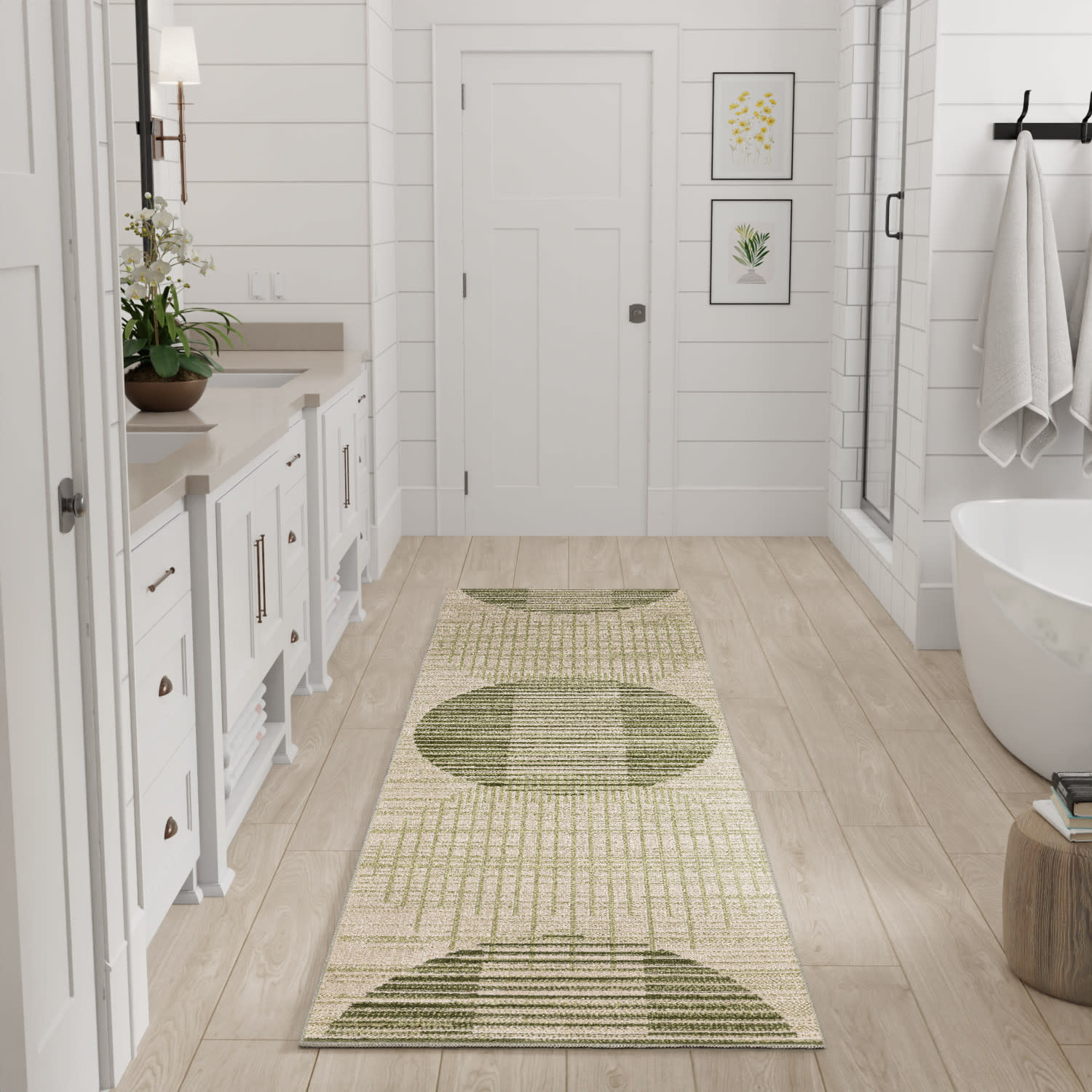 Nourison Astra Machine Washable ASW03 Ivory Olive Area Rug - Image 5