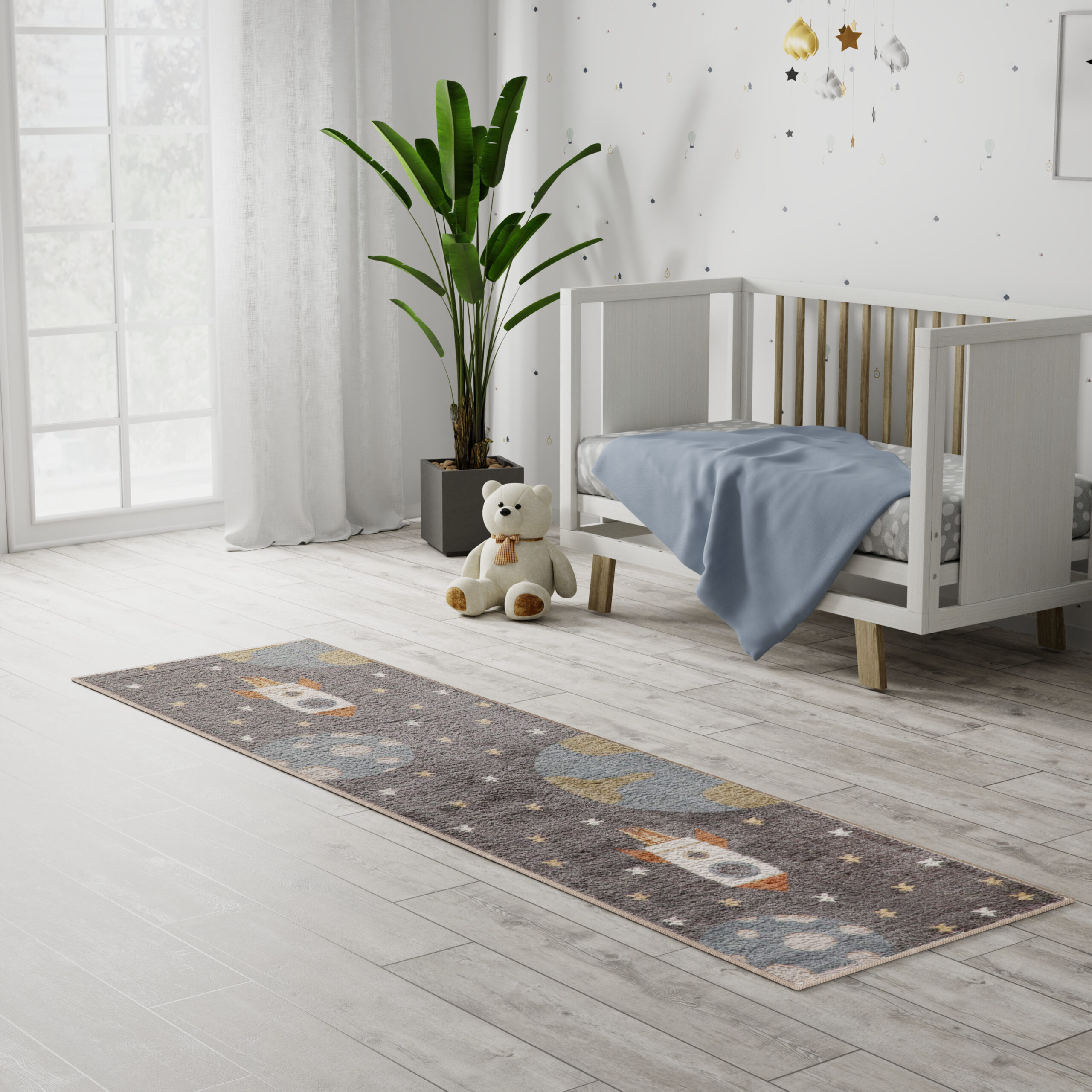 Nourison Astra Machine Washable ASW06 Sky Blue Area Rug - Image 5