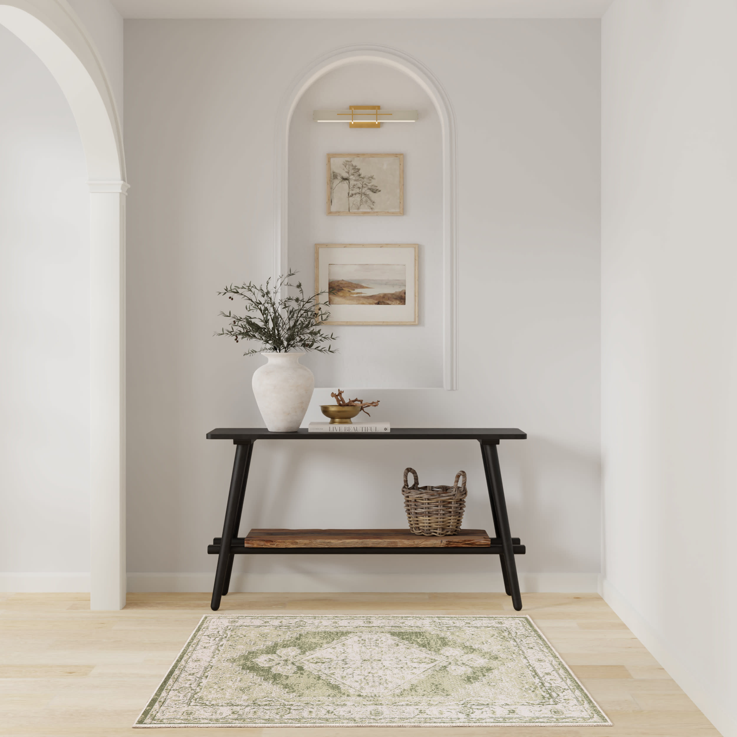 Nourison Astra Machine Washable ASW11 Ivory Green Area Rug - Image 5