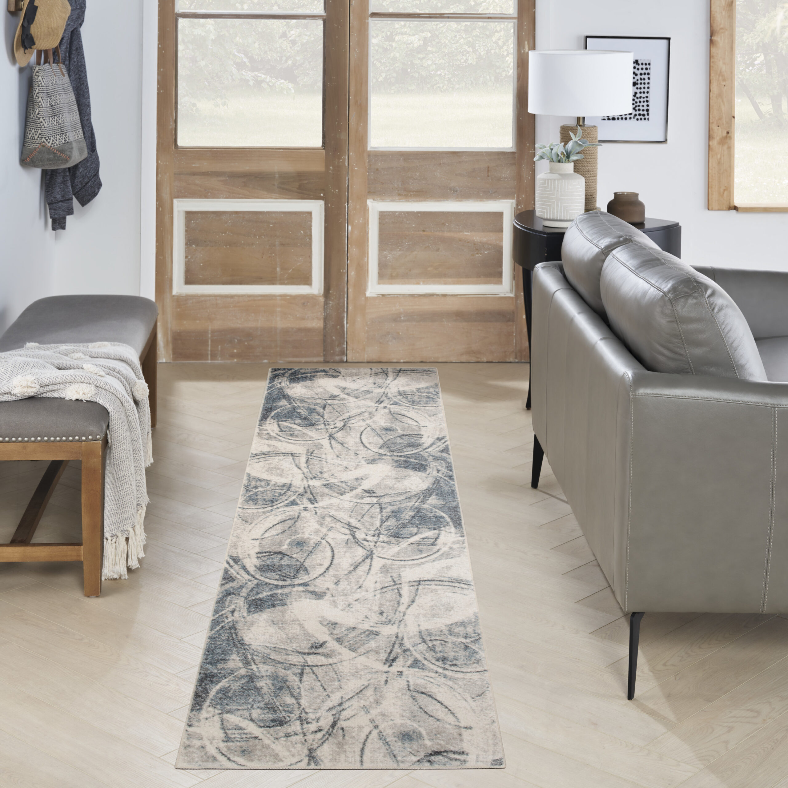 Nourison Astra Machine Washable ASW14 Silver Blue Area Rug - Image 5