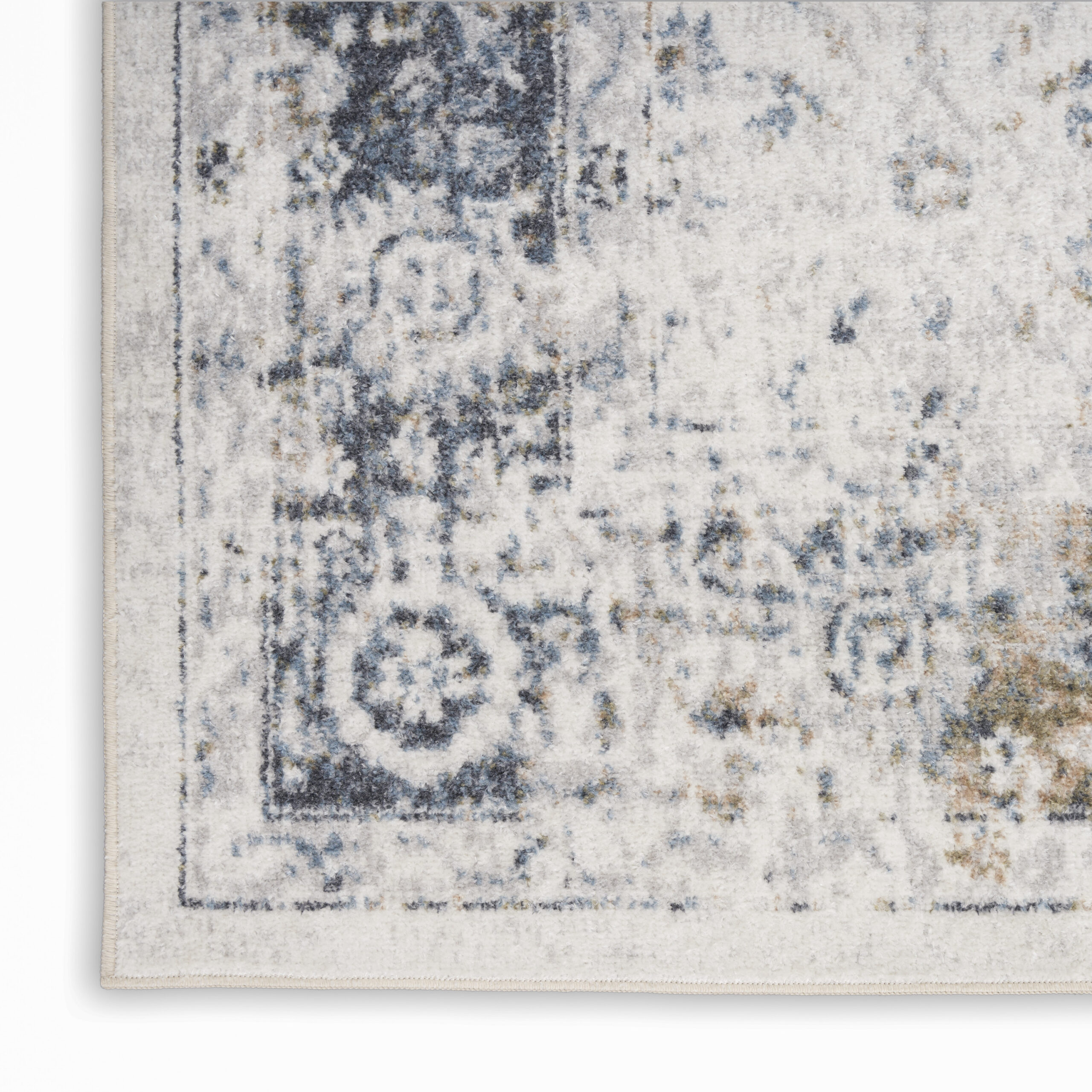 Nourison Astra Machine Washable ASW16 Ivory Blue Area Rug - Image 2