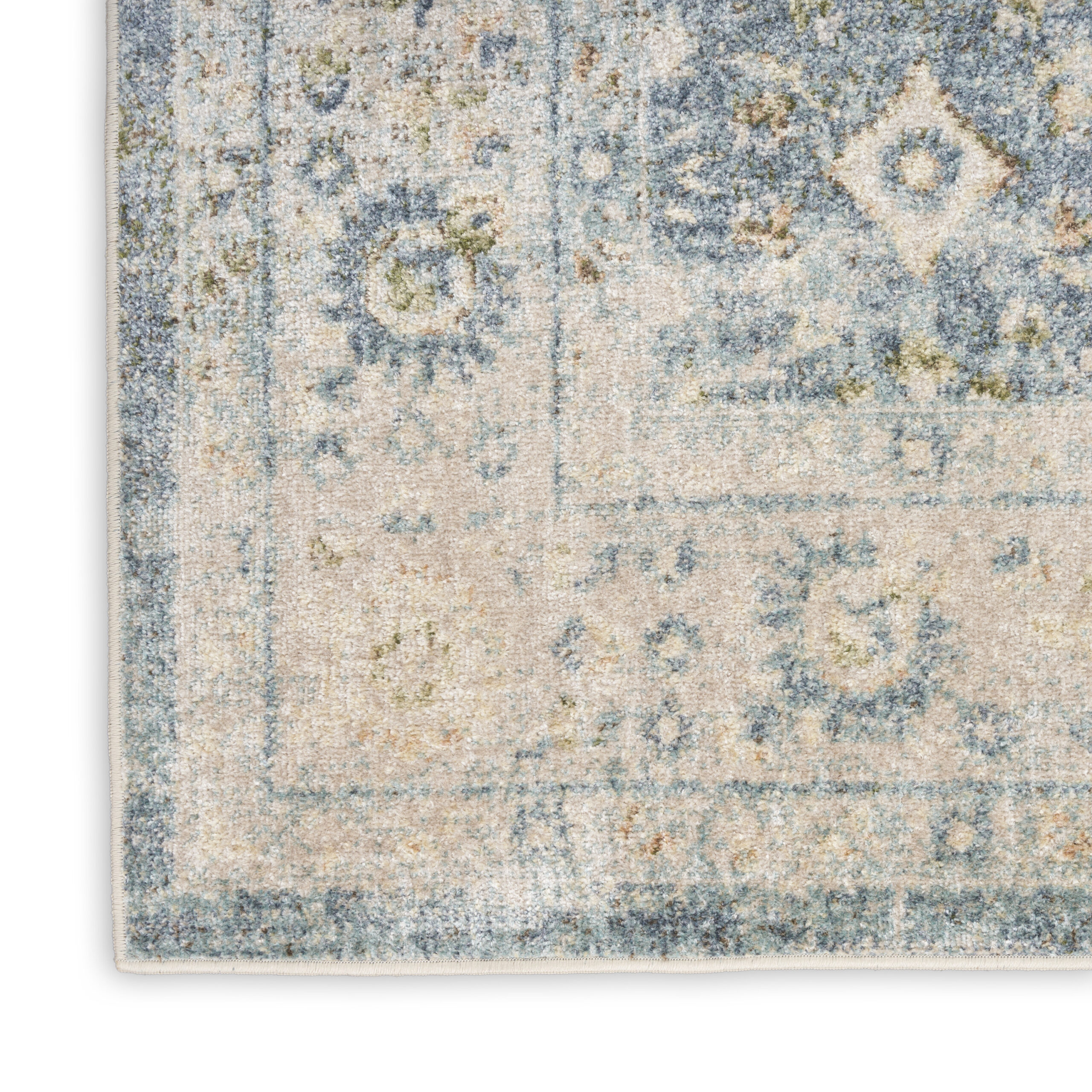 Nourison Astra Machine Washable ASW16 Teal Beige Area Rug - Image 2