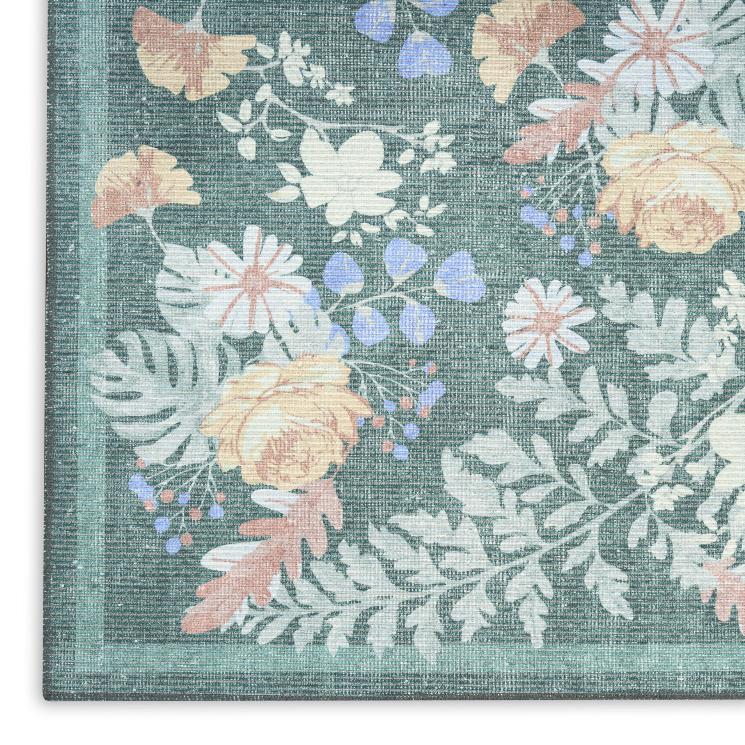 Nourison Botanical Washables BOT02 Green Multicolor Area Rug - Image 2