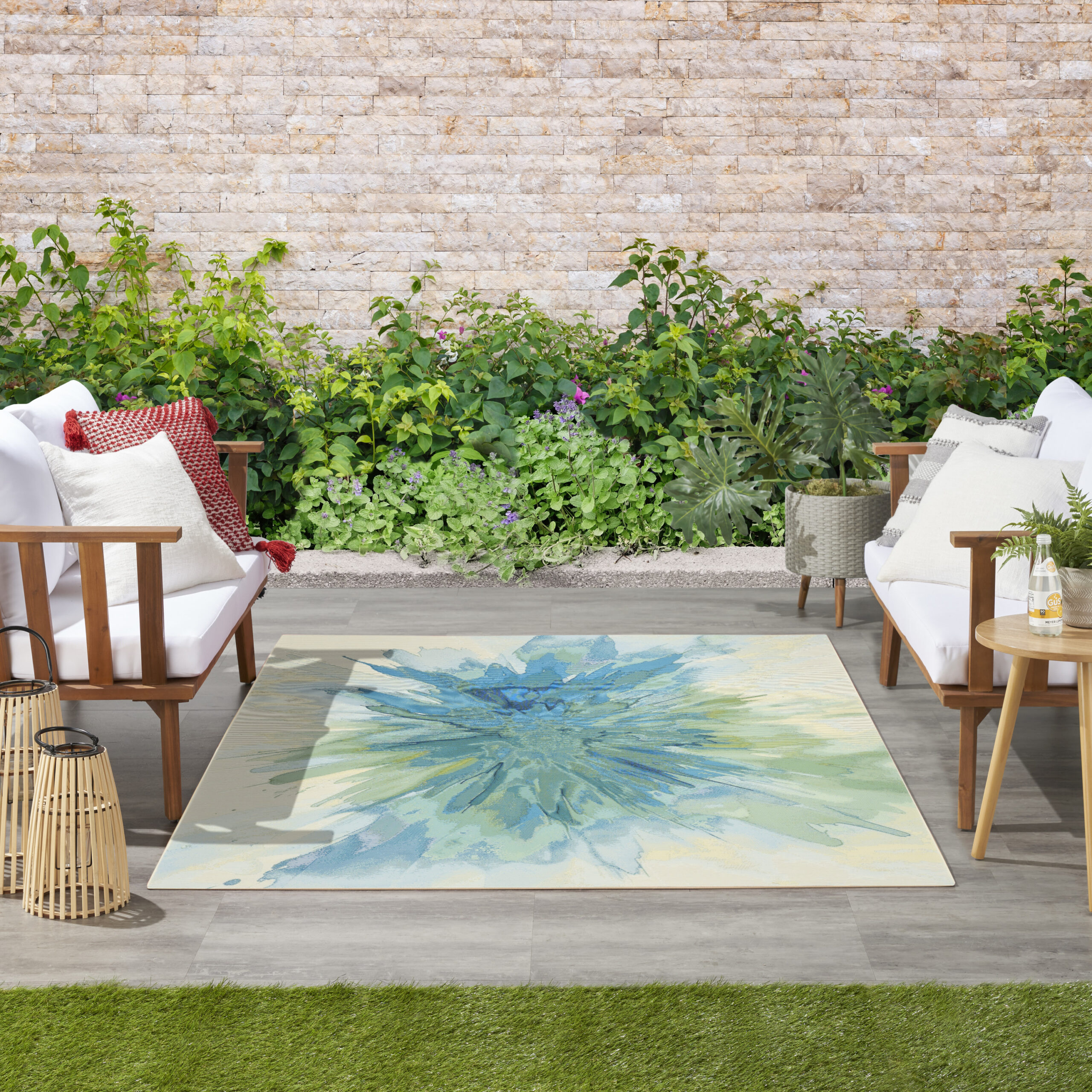 Nourison Color Splash CSP04 Ivory Blue Area Rug - Image 5