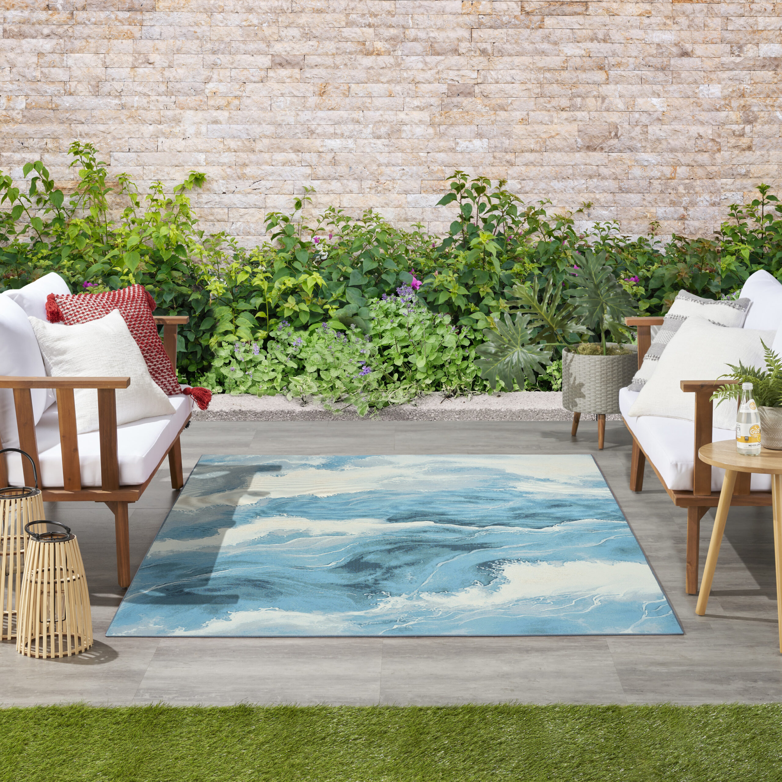 Nourison Color Splash CSP05 Ivory Blue Area Rug - Image 5