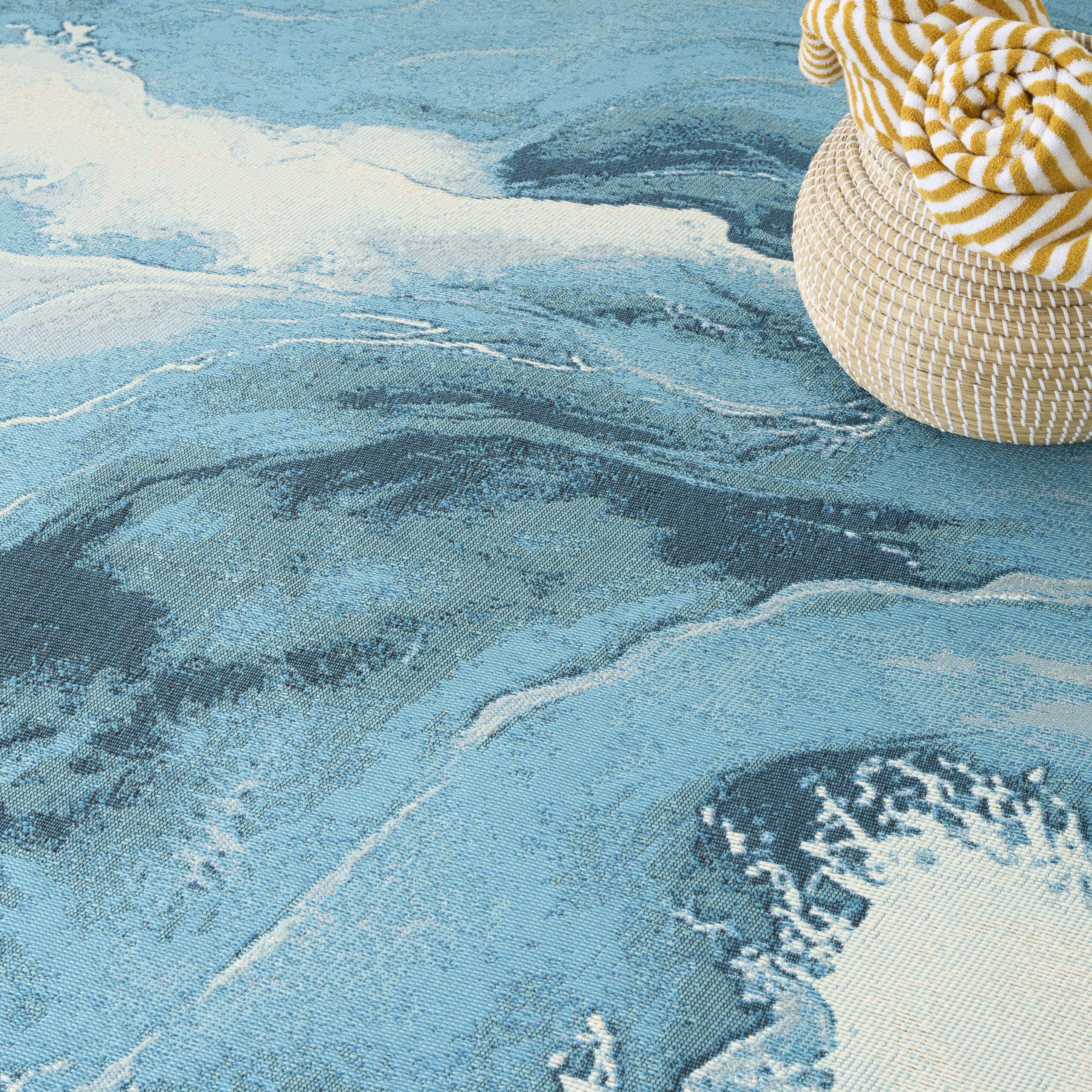 Nourison Color Splash CSP05 Ivory Blue Area Rug - Image 6