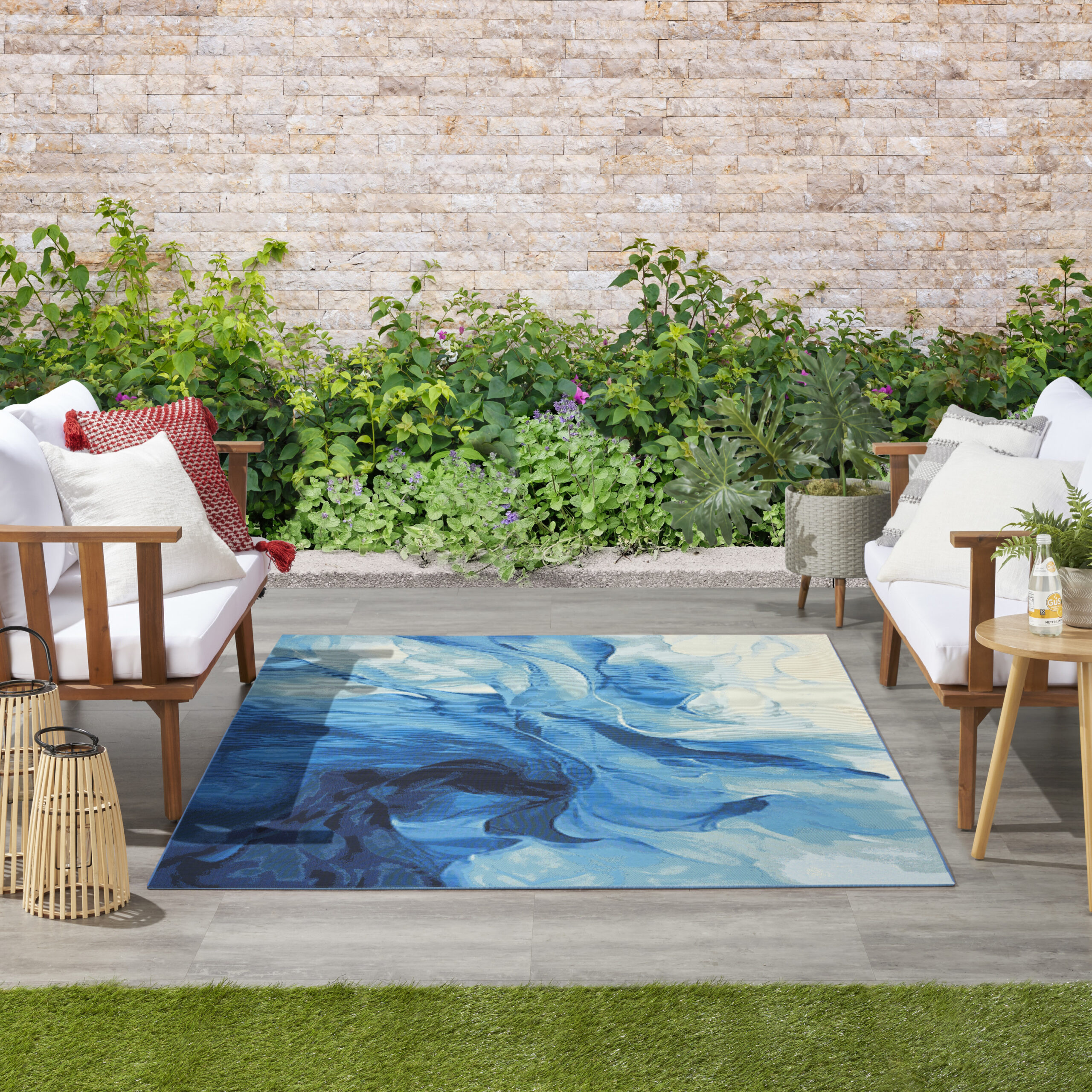 Nourison Color Splash CSP09 Blue Ivory Area Rug - Image 5