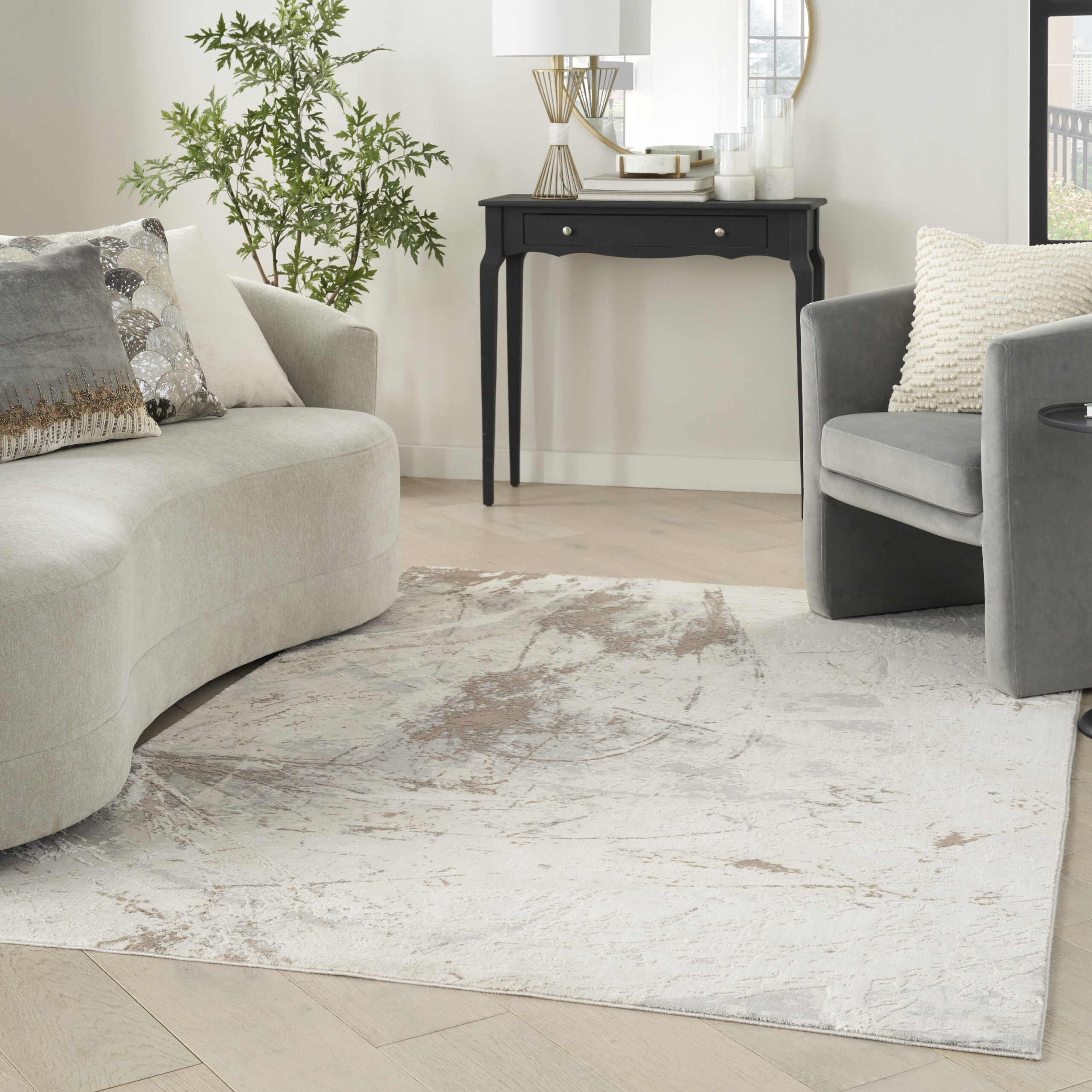 Nourison Desire DSR04 Cream Grey Area Rug - Image 5