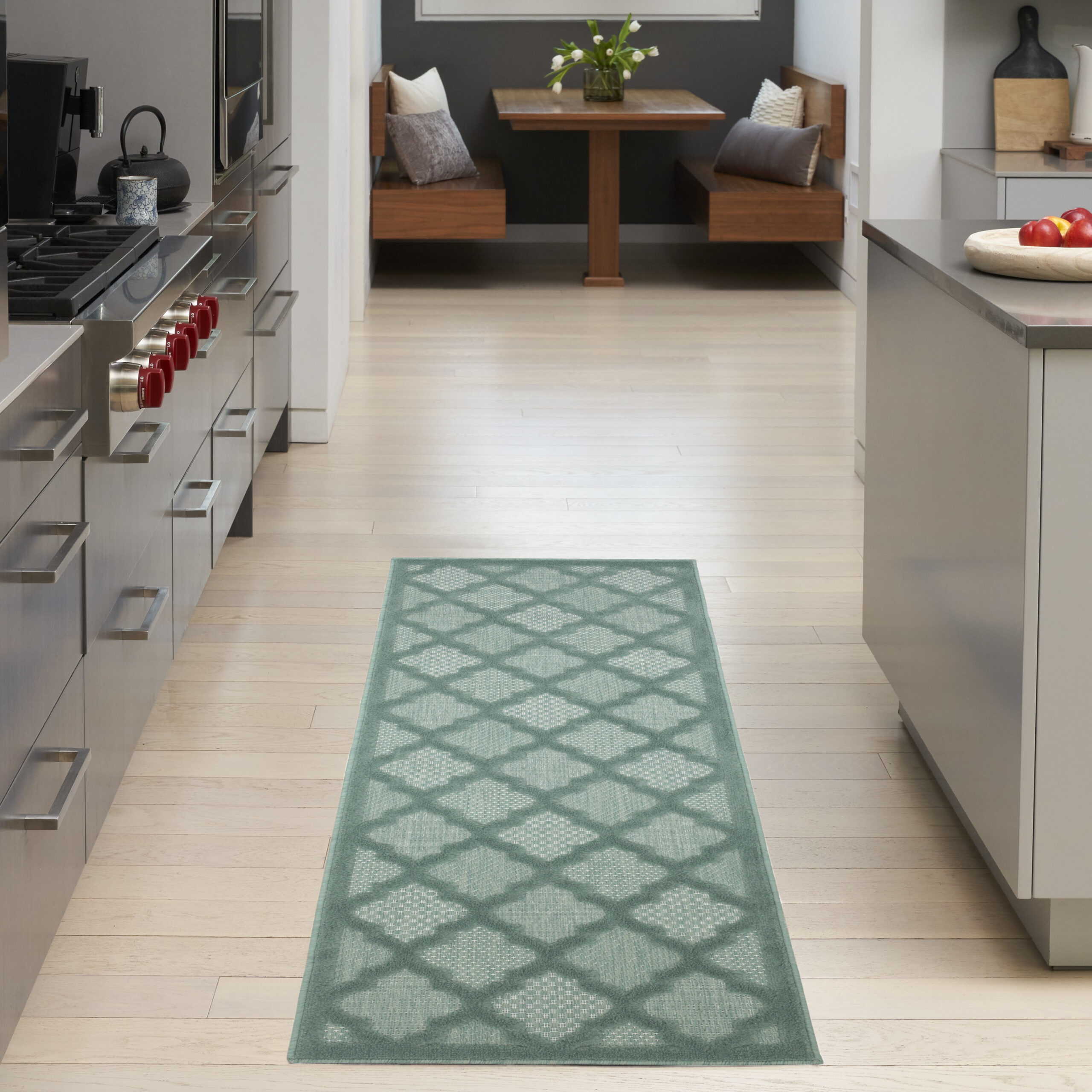 Nourison Easy Care NES01 Aqua Teal Area Rug - Image 5