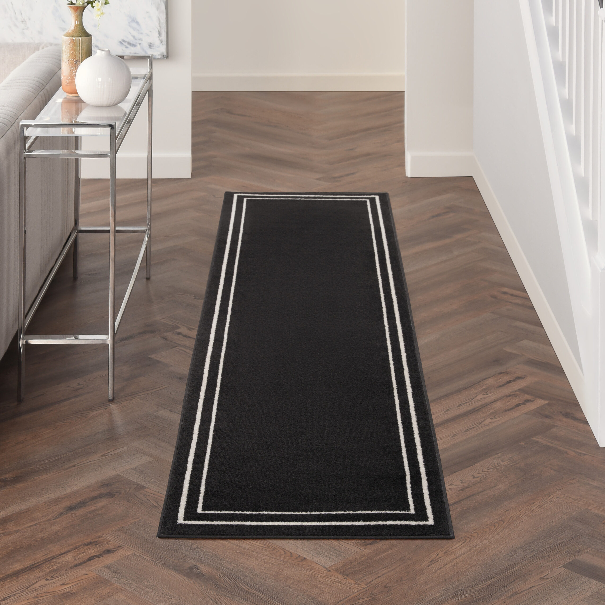 Nourison Nourison Essentials NRE02 Black Ivory Area Rug - Image 5