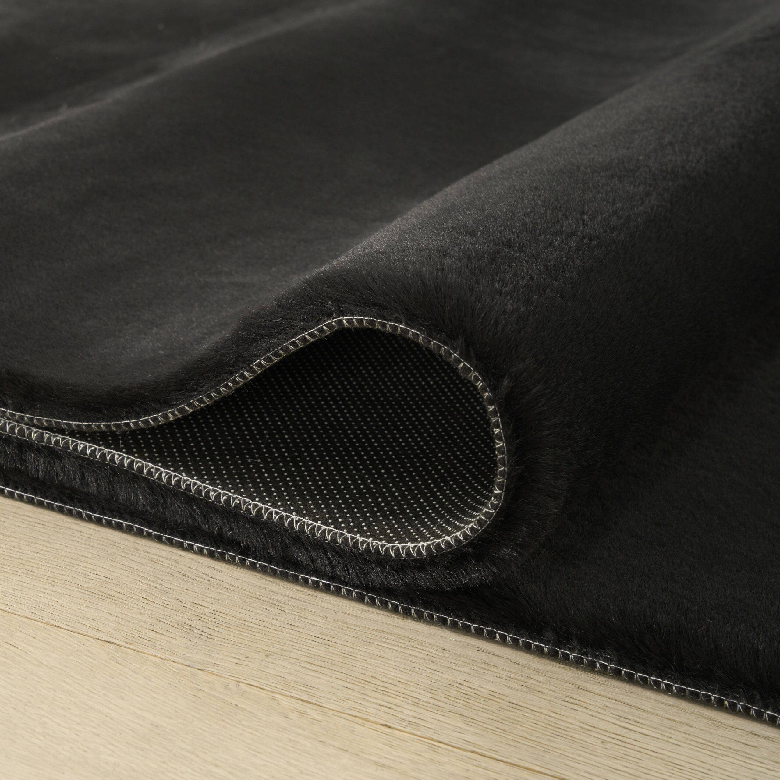 Nourison Soft Plush Rabbit Fur SFF01 Black Area Rug - Image 3