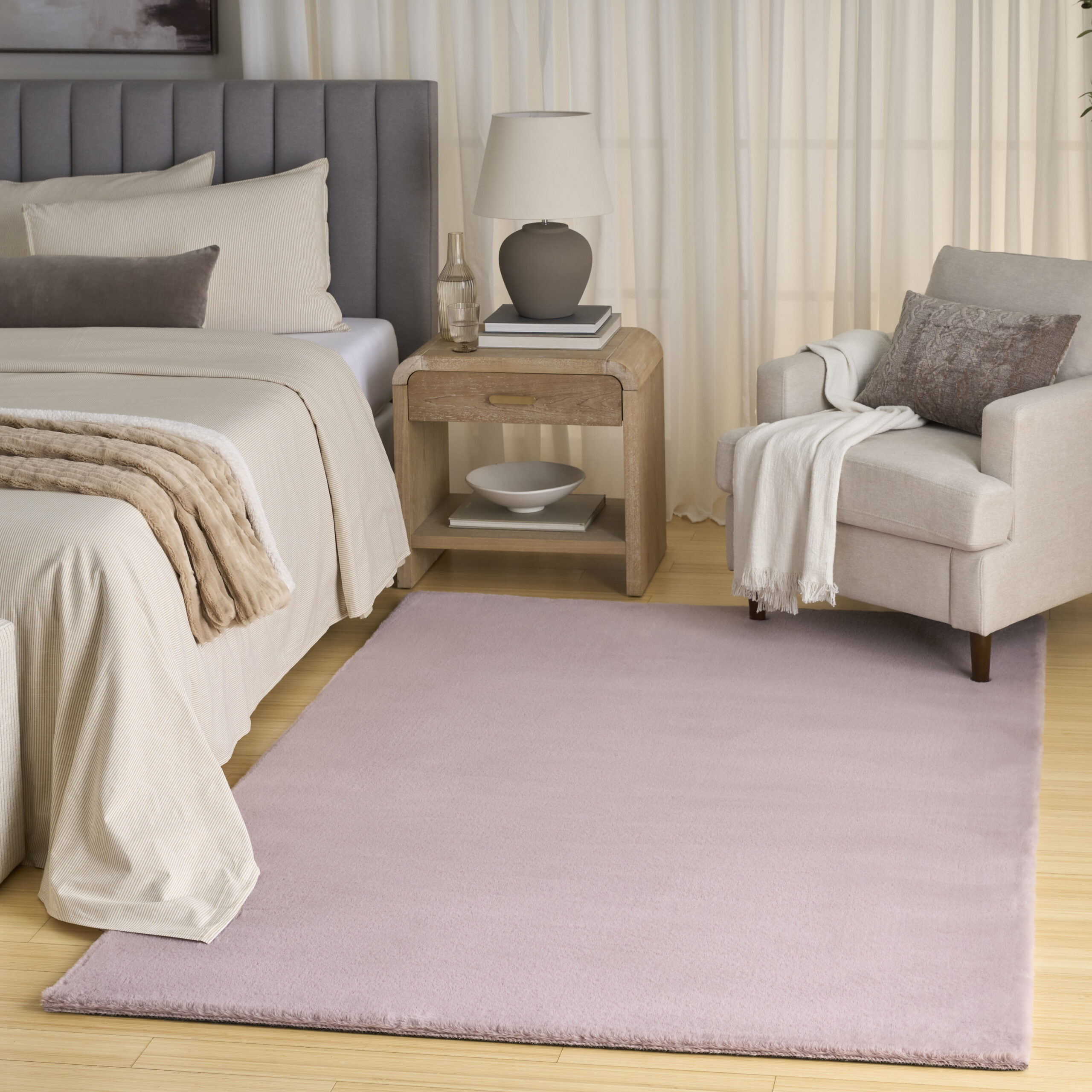 Nourison Soft Plush Rabbit Fur SFF01 Lavender Area Rug - Image 5