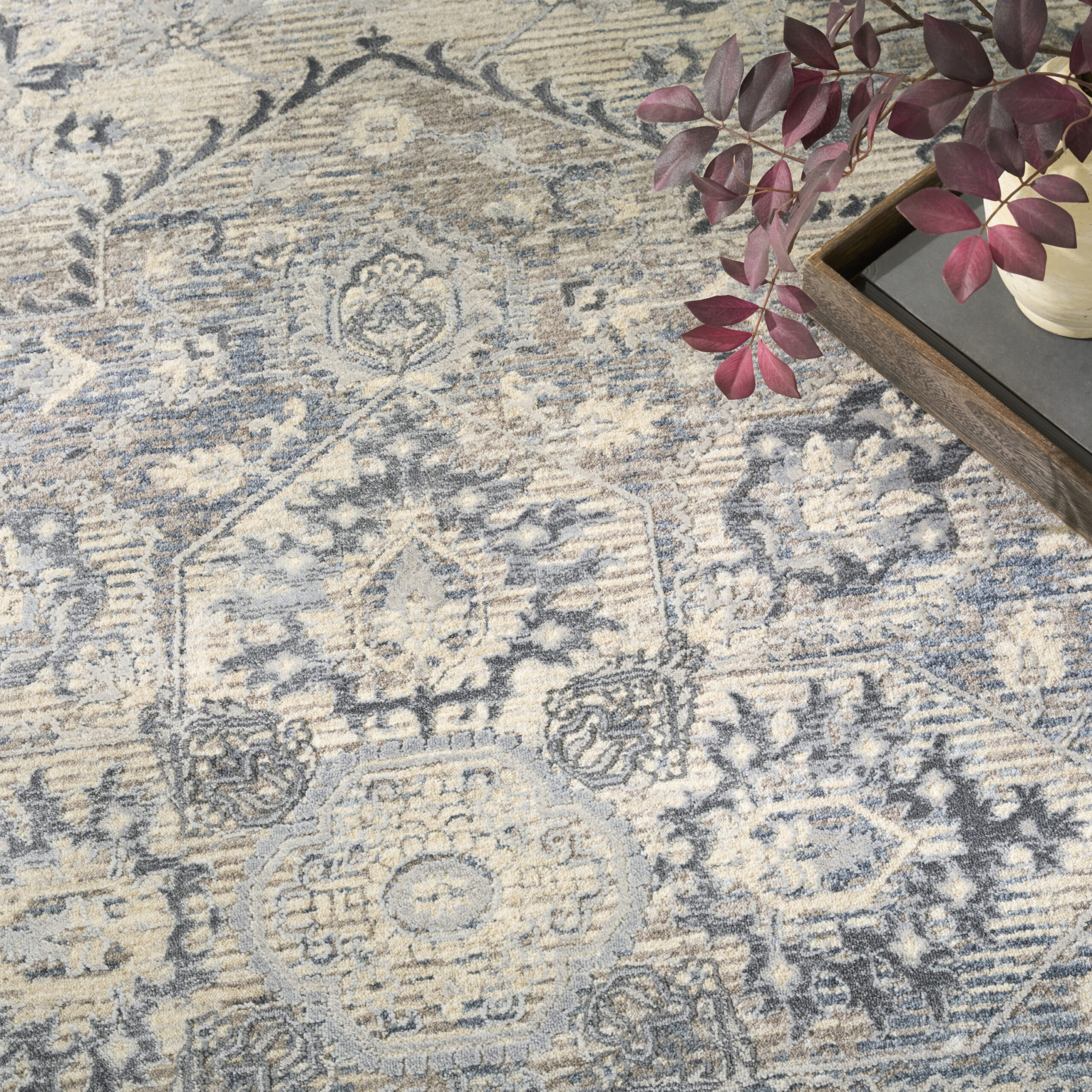 Nourison Sultana SLL06 Ivory Blue Area Rug - Image 6