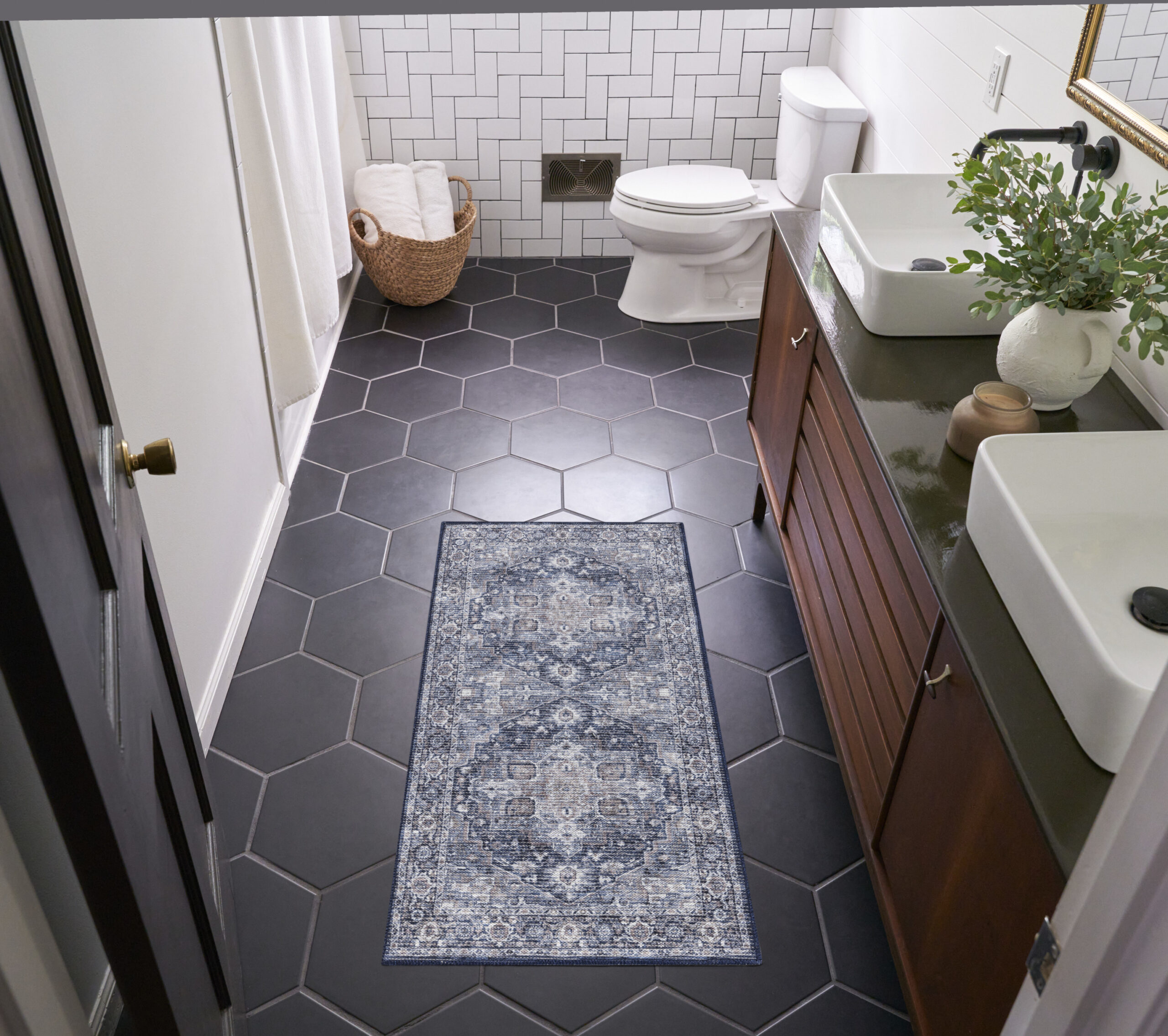 Nourison New Concept Washables SR101 Ivory Navy Area Rug - Image 5