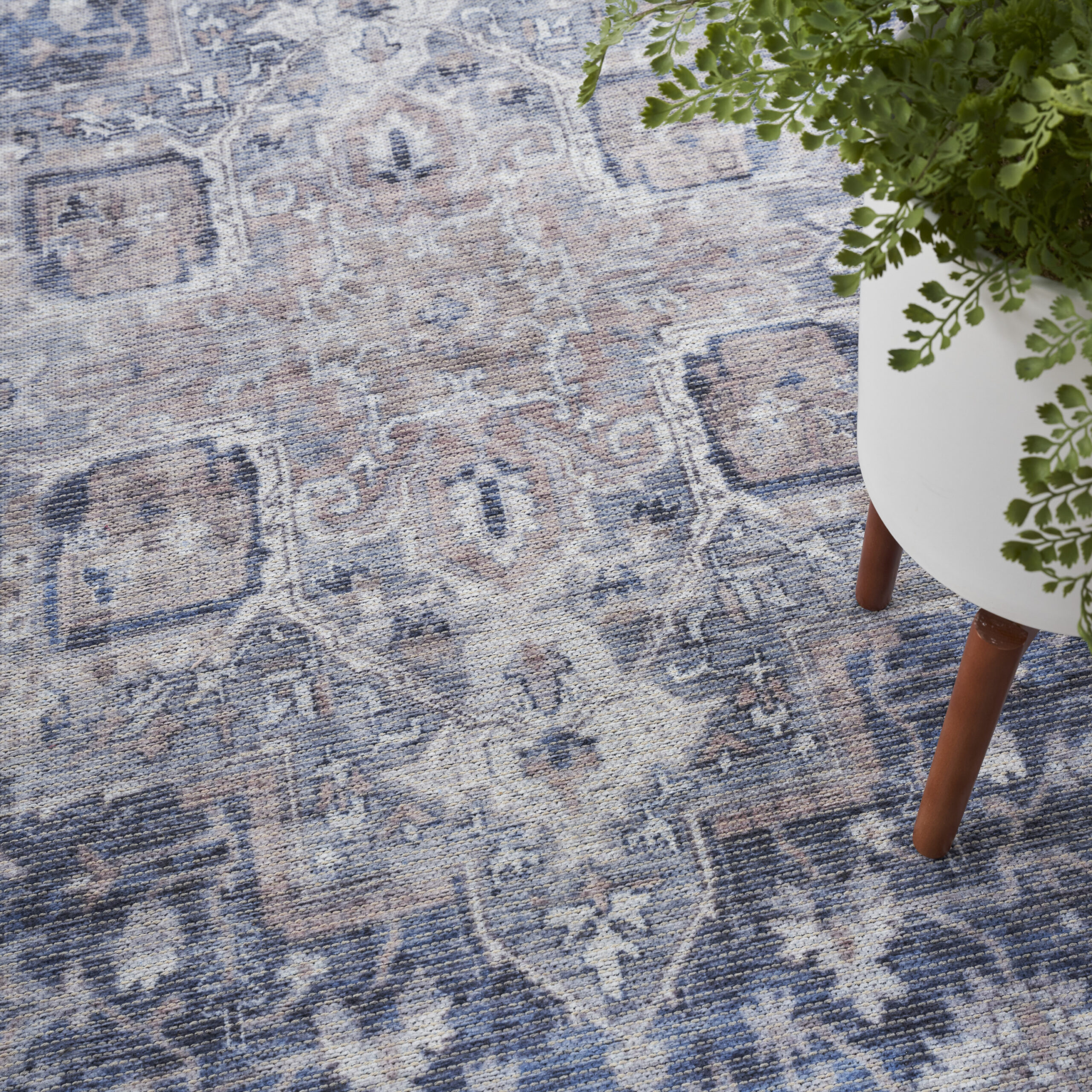 Nourison New Concept Washables SR101 Ivory Navy Area Rug - Image 6