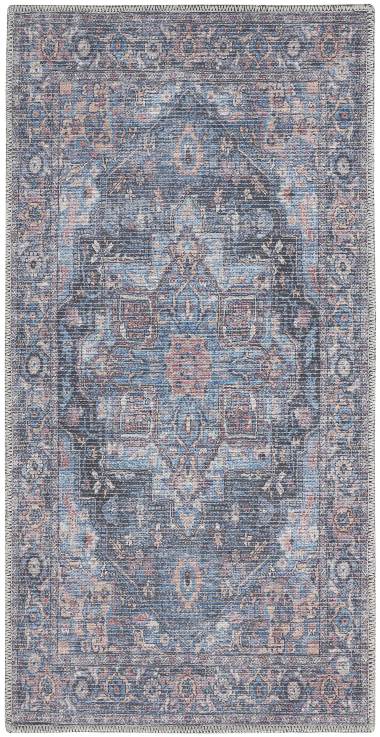 Nourison New Concept Washables SR101 Light Blue Multicolr Area Rug