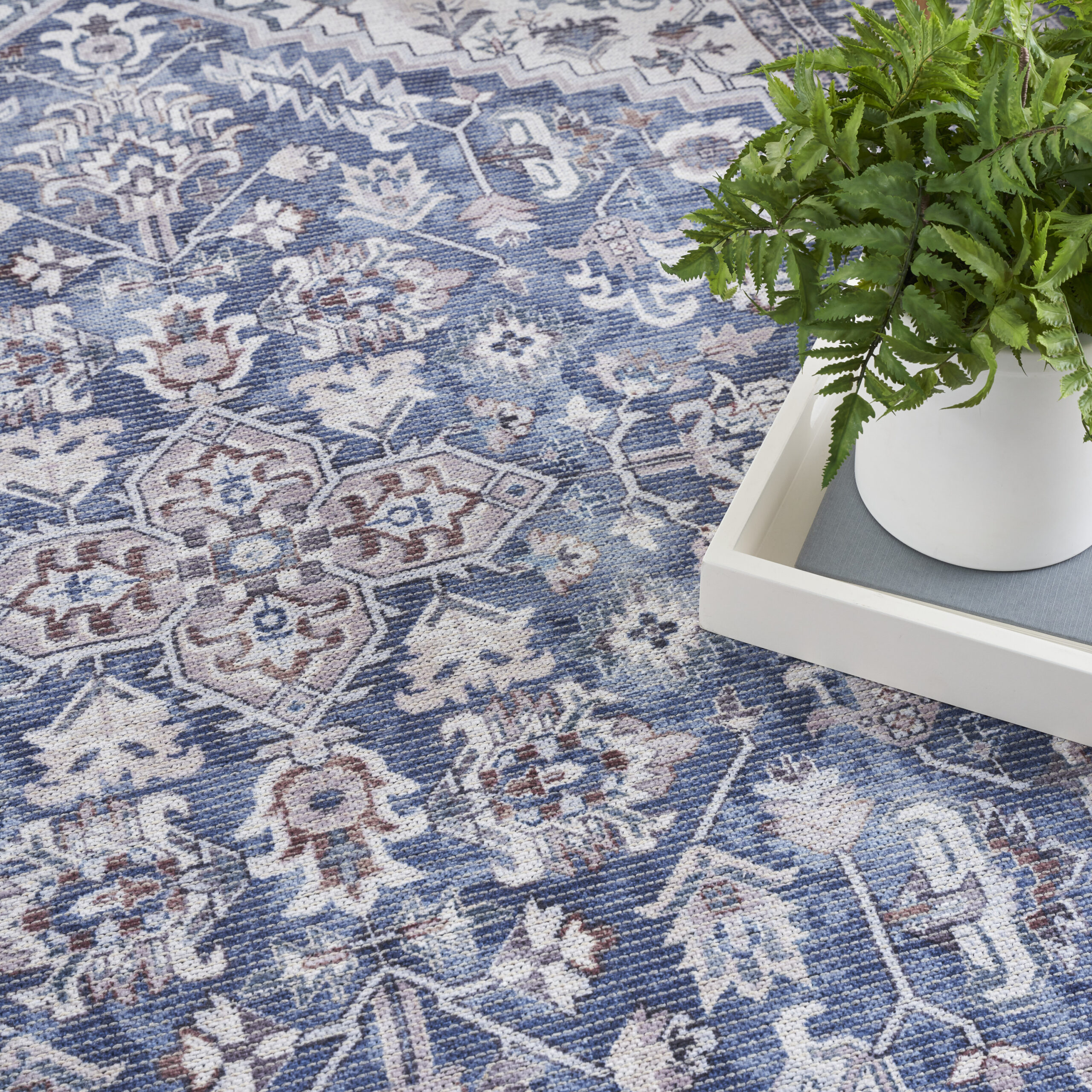 Nourison New Concept Washables SR104 Navy Ivory Area Rug - Image 6
