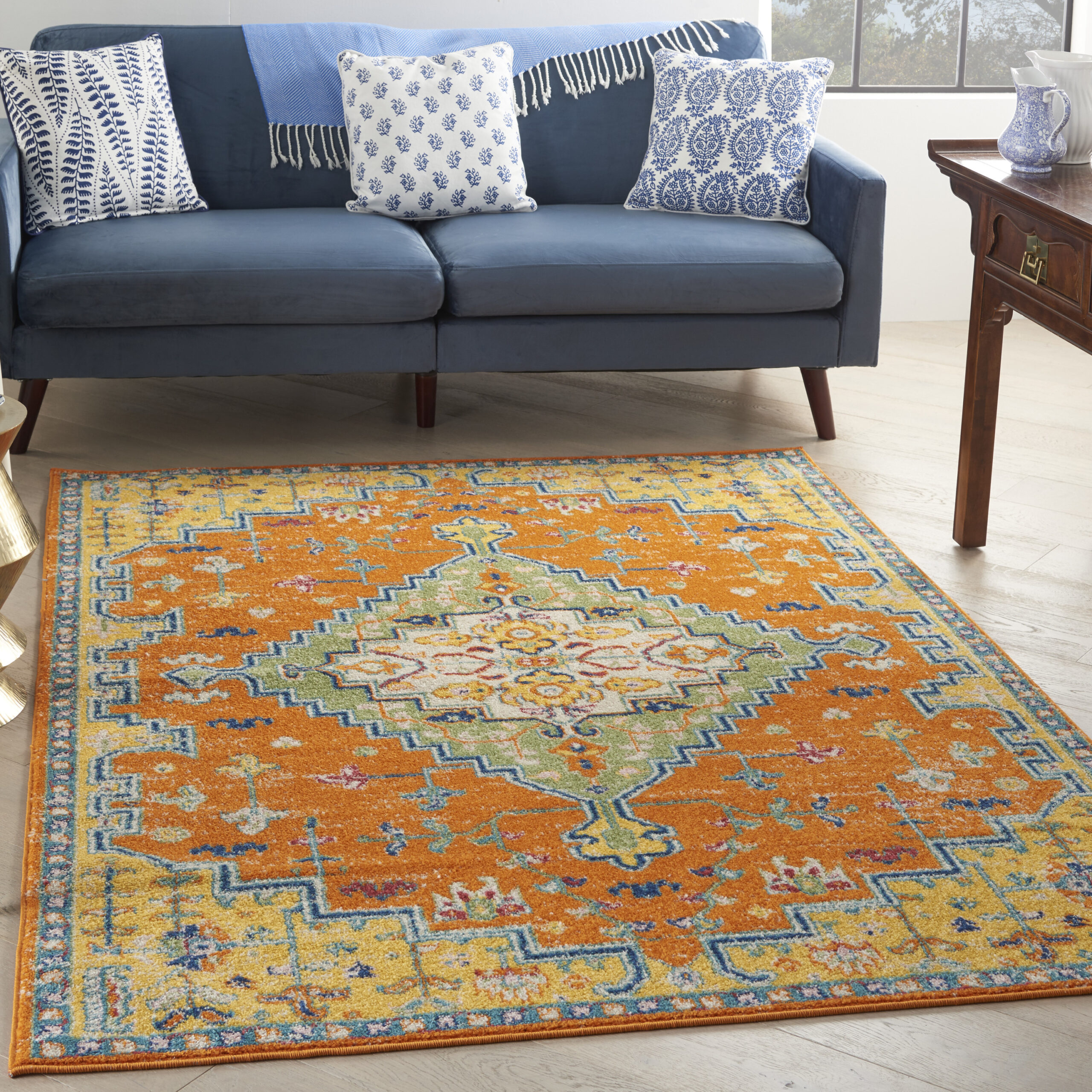 Nourison Allur ALR01 Orange Multicolor Area Rug - Image 5