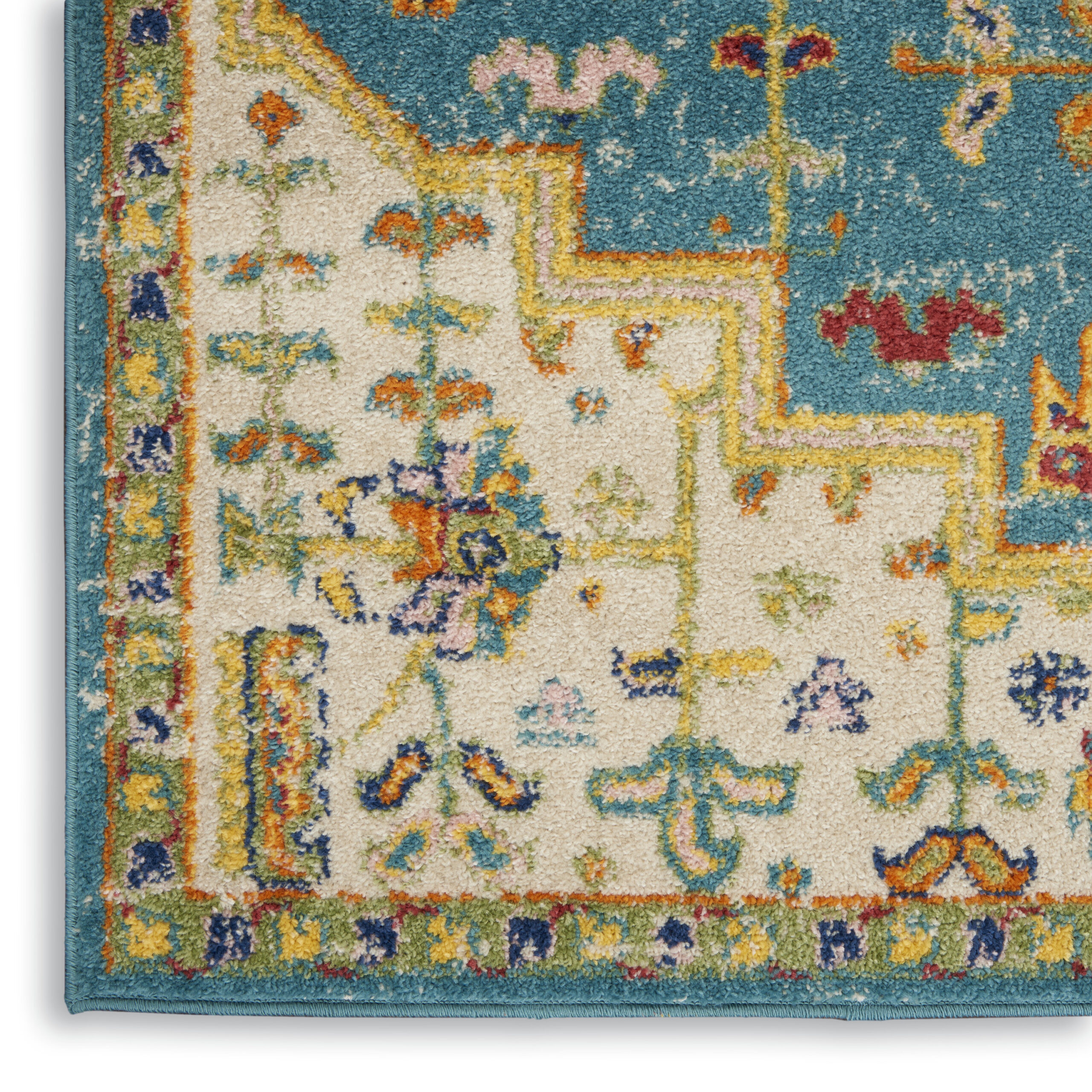 Nourison Allur ALR01 Turquoise Ivory Area Rug - Image 2