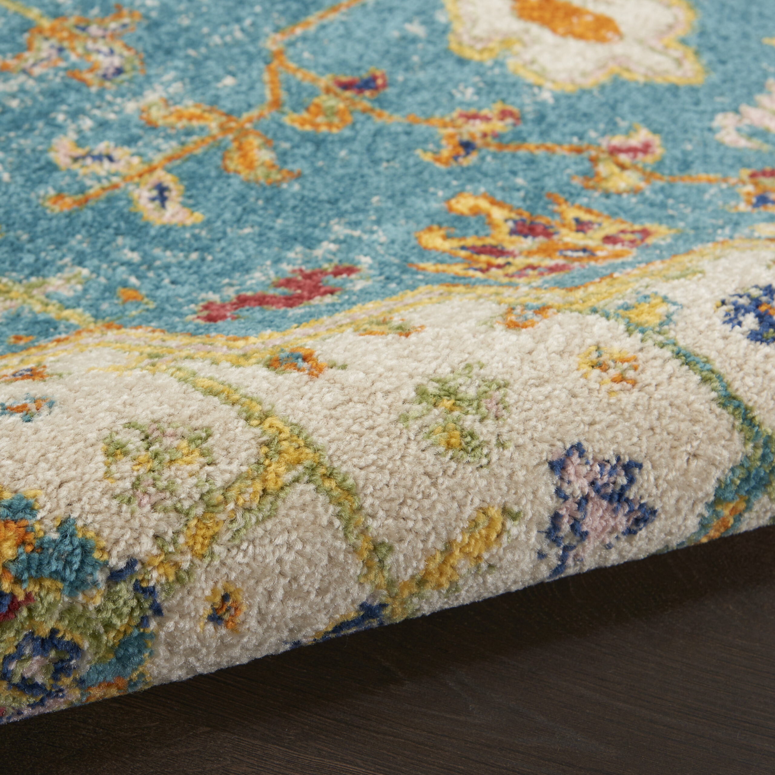 Nourison Allur ALR01 Turquoise Ivory Area Rug - Image 3