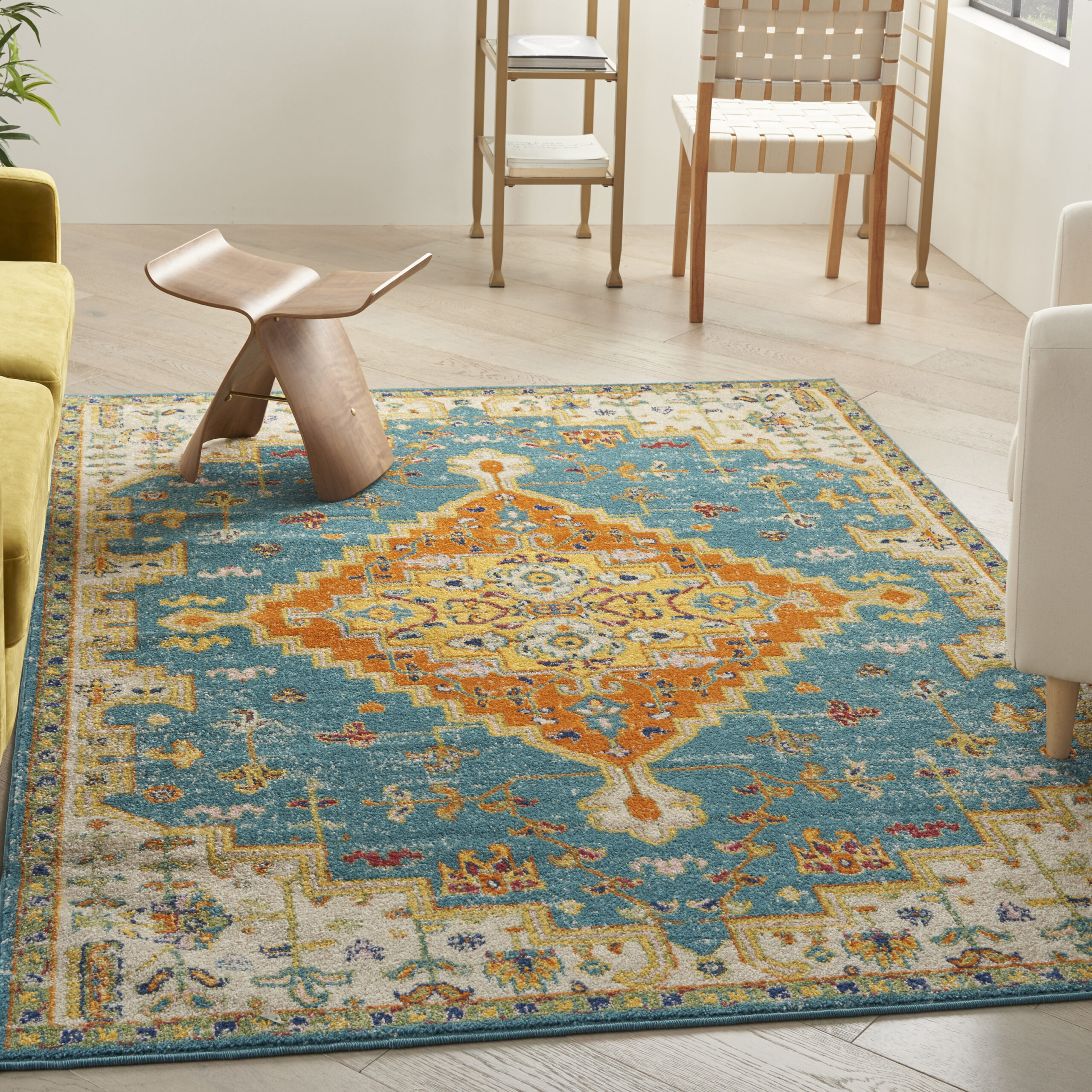 Nourison Allur ALR01 Turquoise Ivory Area Rug - Image 5