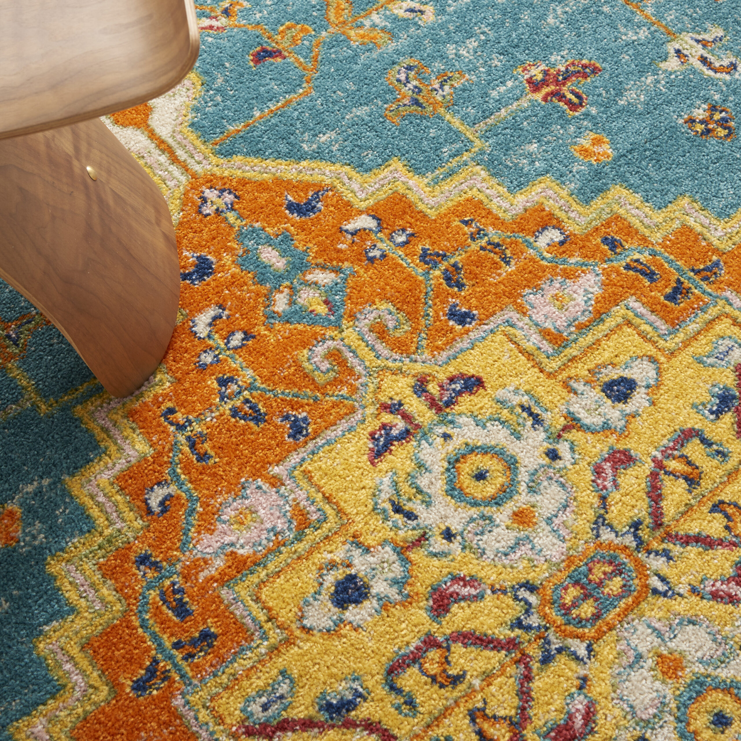 Nourison Allur ALR01 Turquoise Ivory Area Rug - Image 6