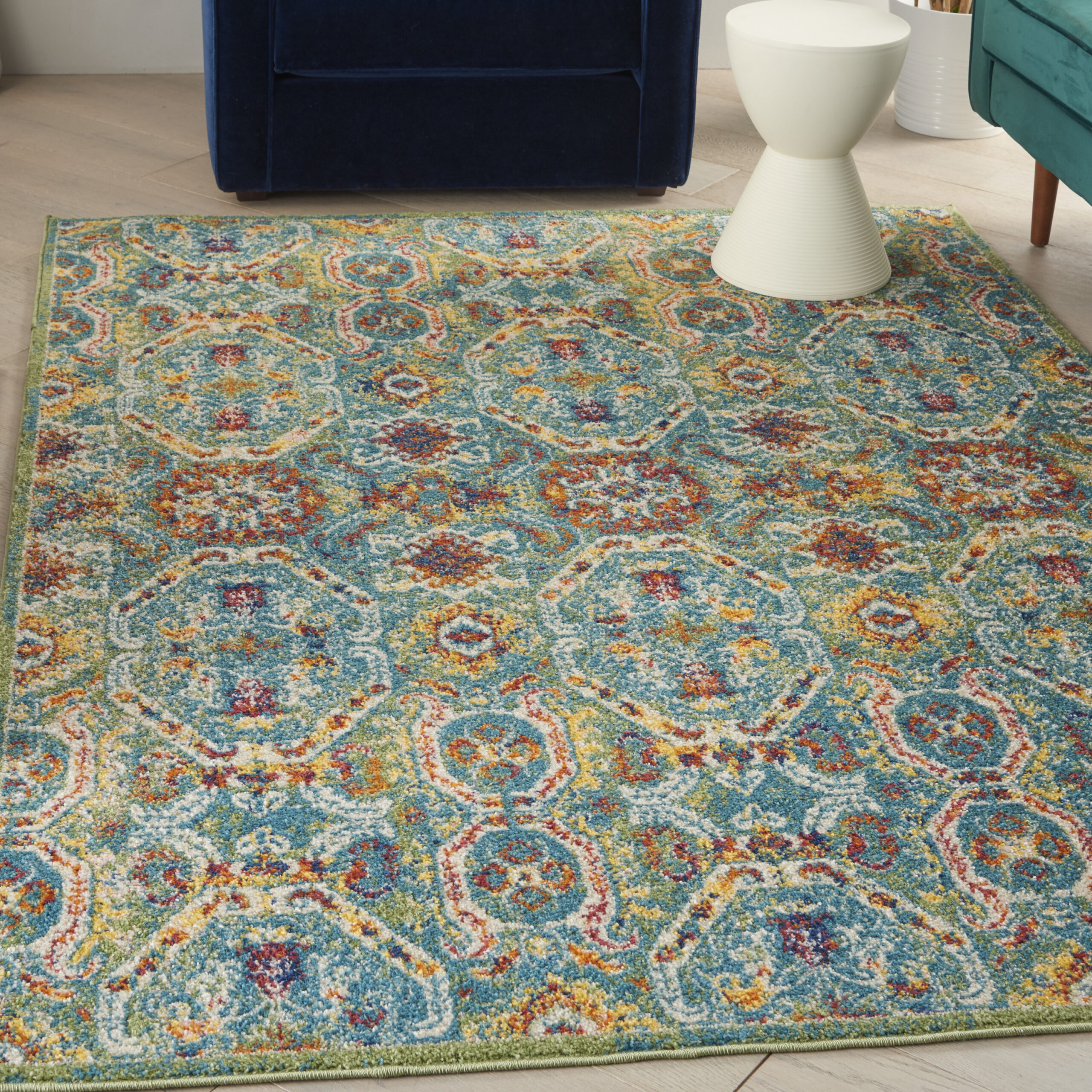 Nourison Allur ALR05 Turquoise Multicolor Area Rug - Image 5