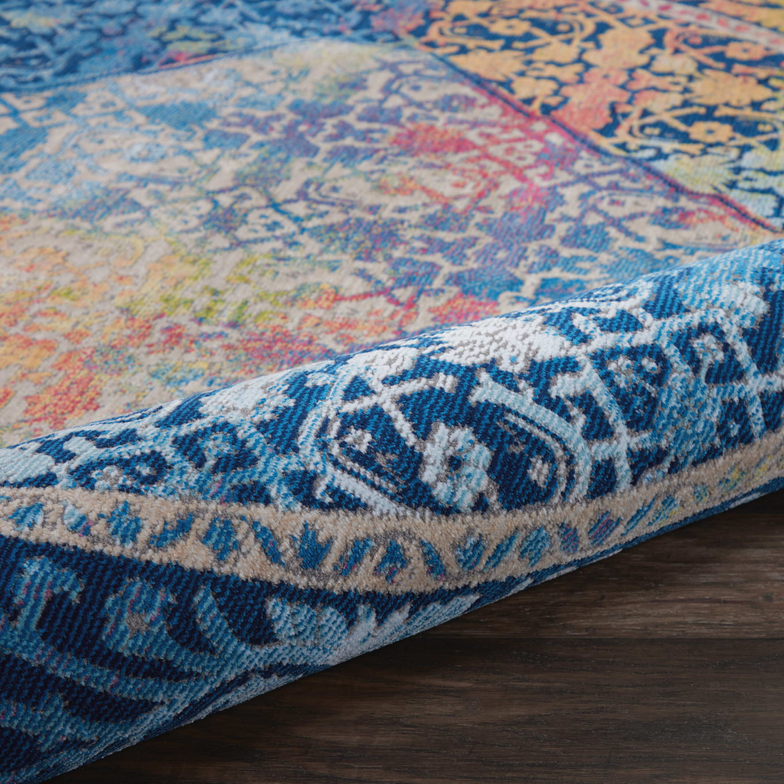 Nourison Ankara Global ANR04 Blue Multicolor Area Rug - Image 3