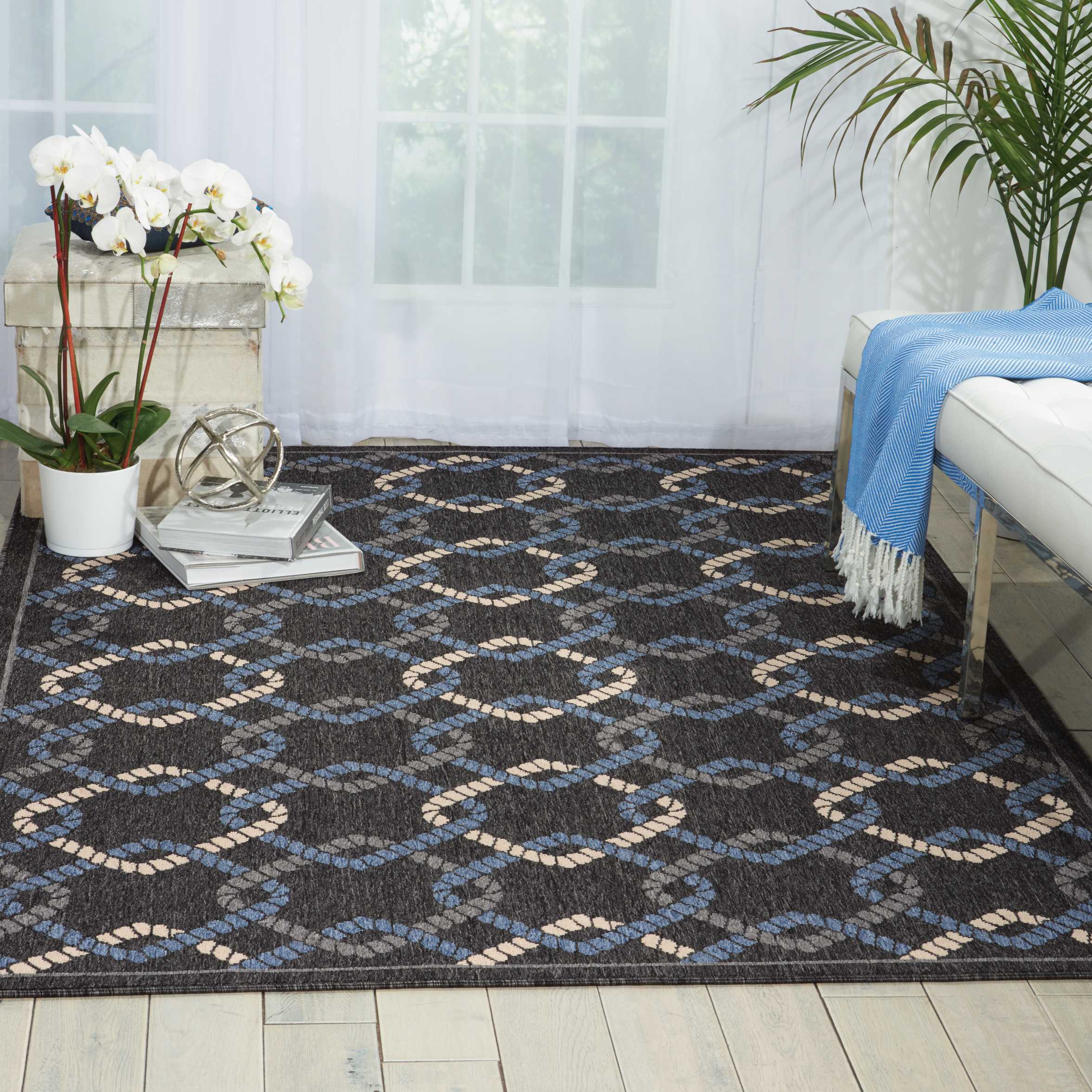 Nourison Caribbean CRB16 Charcoal Area Rug - Image 3