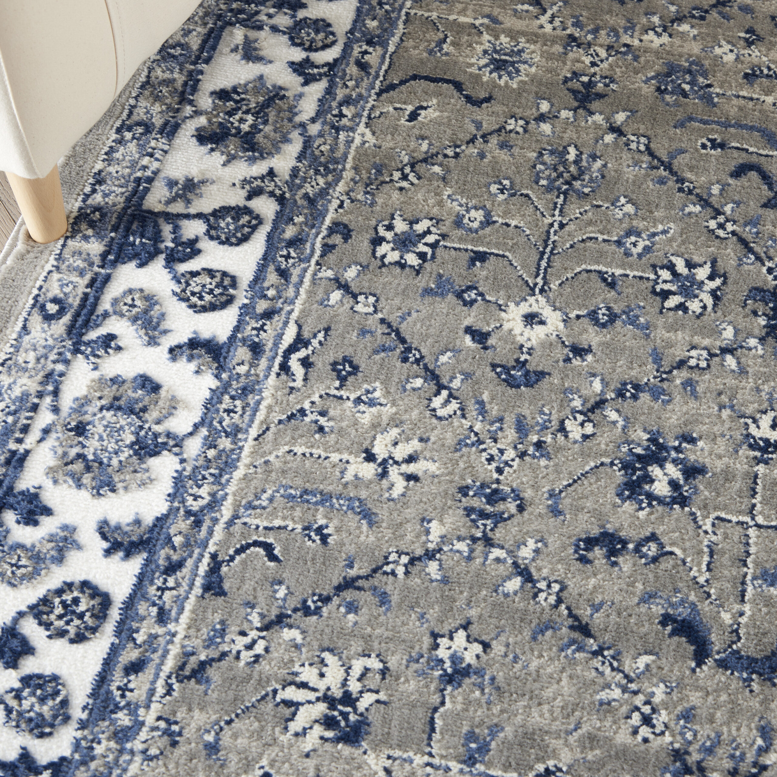 Nourison Cyrus CYR02 Ivory Navy Area Rug - Image 6