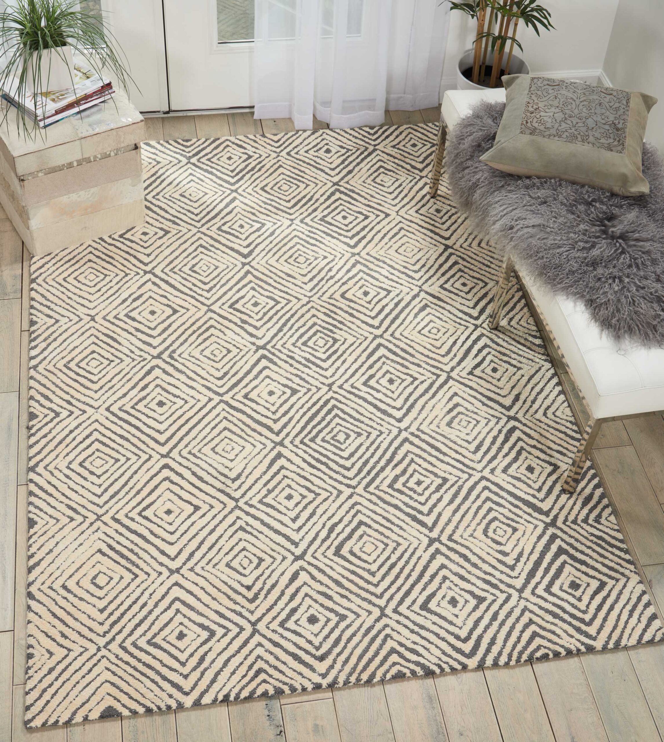 Nourison Deco Mod DEC01 Grey Ivory Area Rug - Image 3