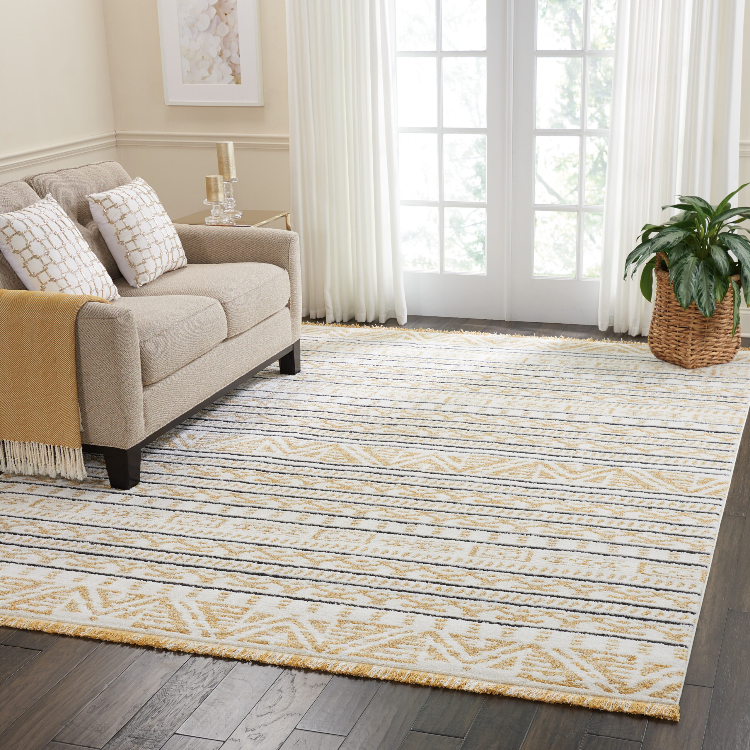 Nourison Kamala DS503 Yellow Area Rug - Image 4