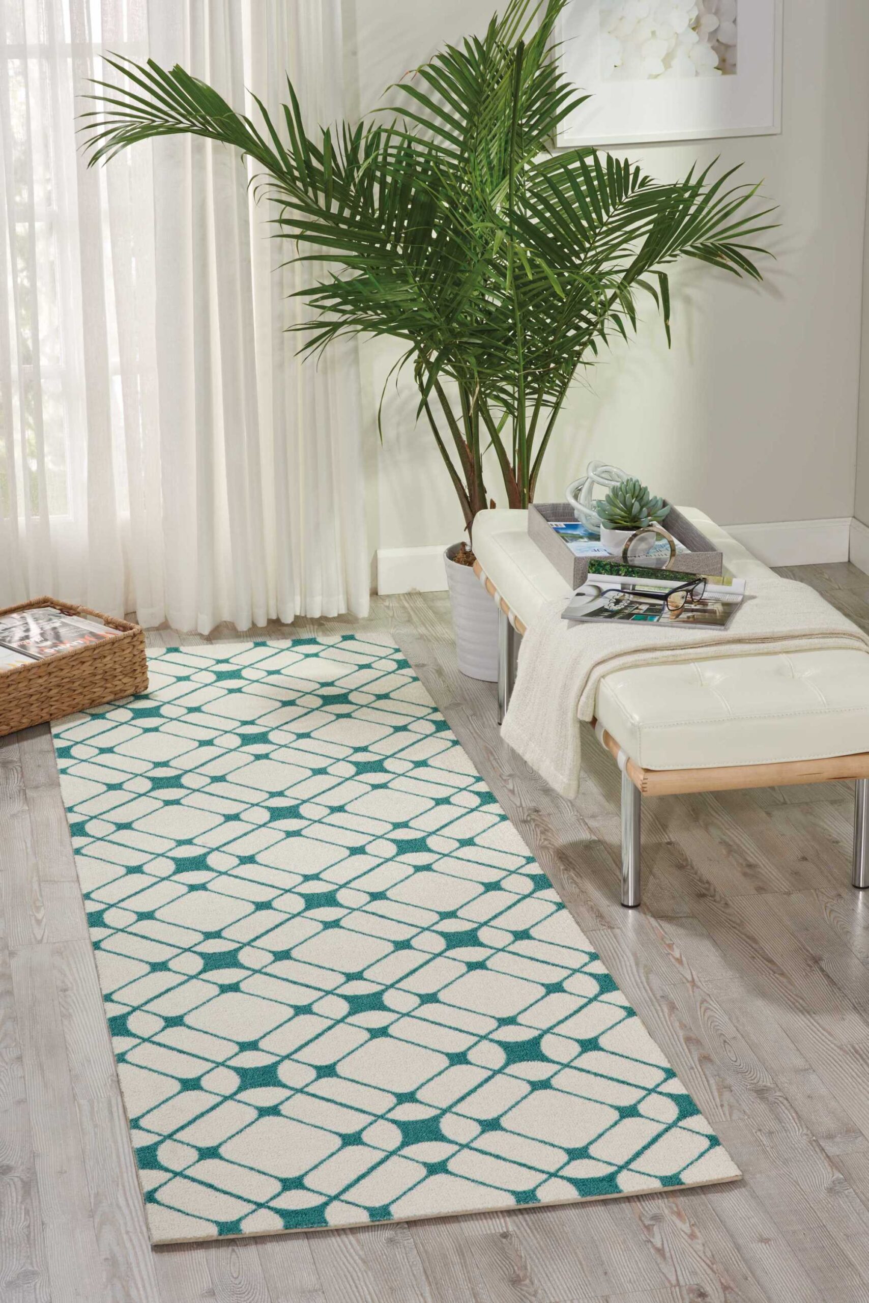 Nourison Enhance EN005 Ivory/Turquoise Area Rug - Image 3