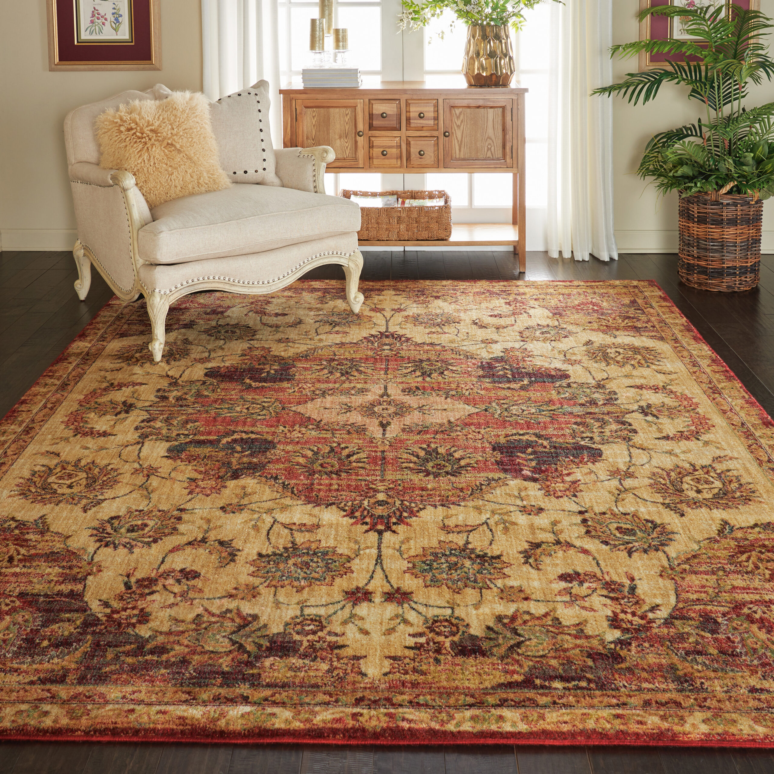 Nourison Jewel JEL01 Cream Red Area Rug - Image 5