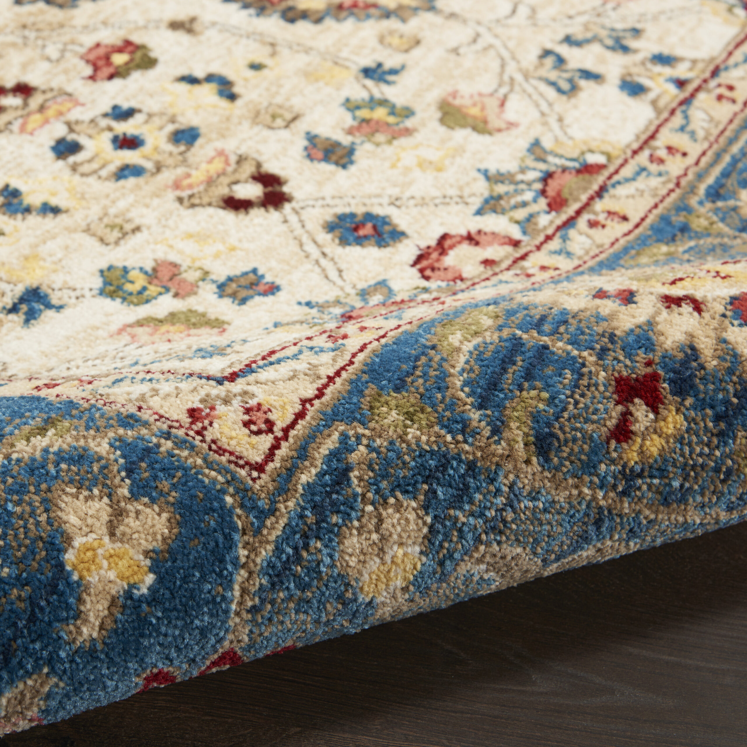 Nourison Karisma KAR01 Ivory Blue Area Rug - Image 3