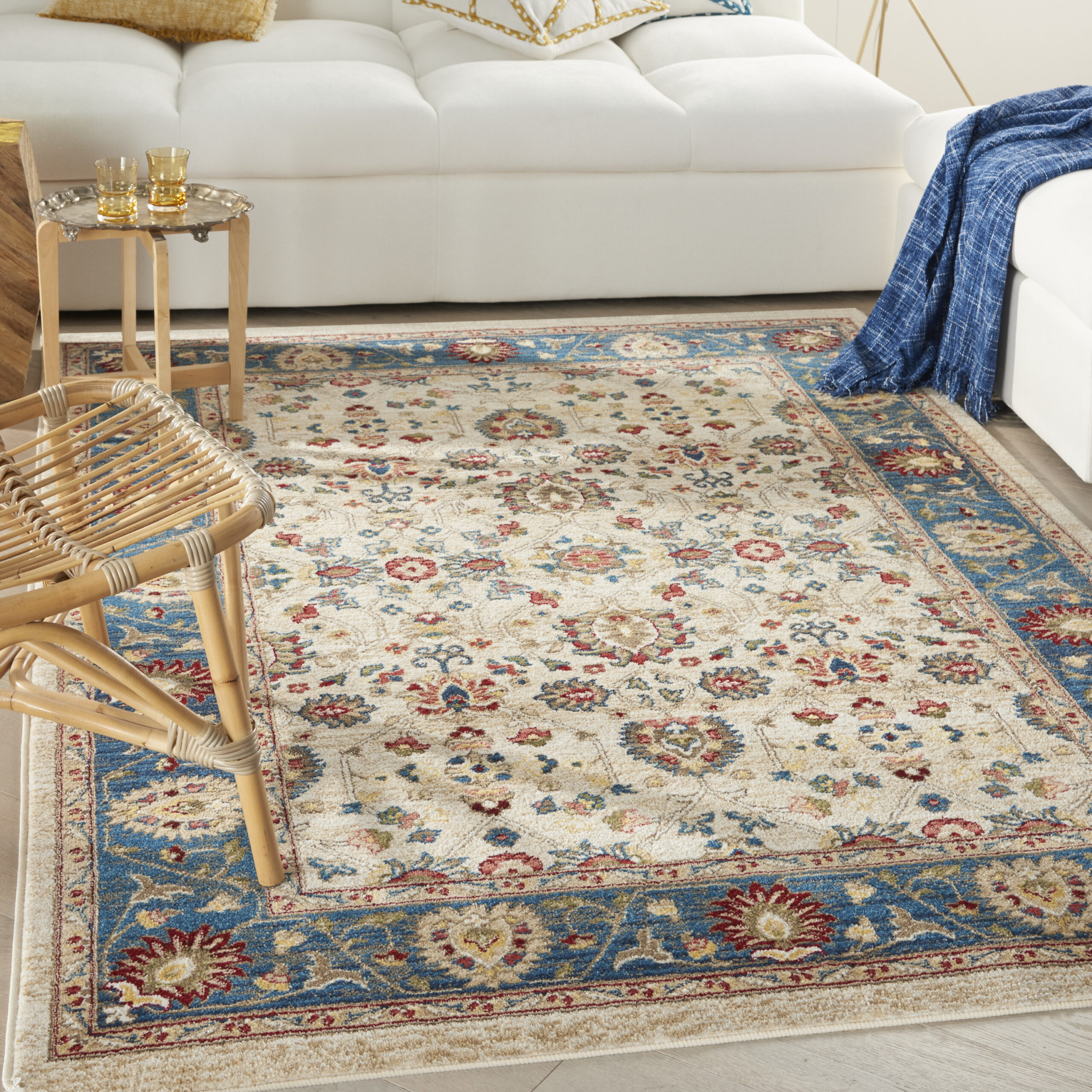 Nourison Karisma KAR01 Ivory Blue Area Rug - Image 5