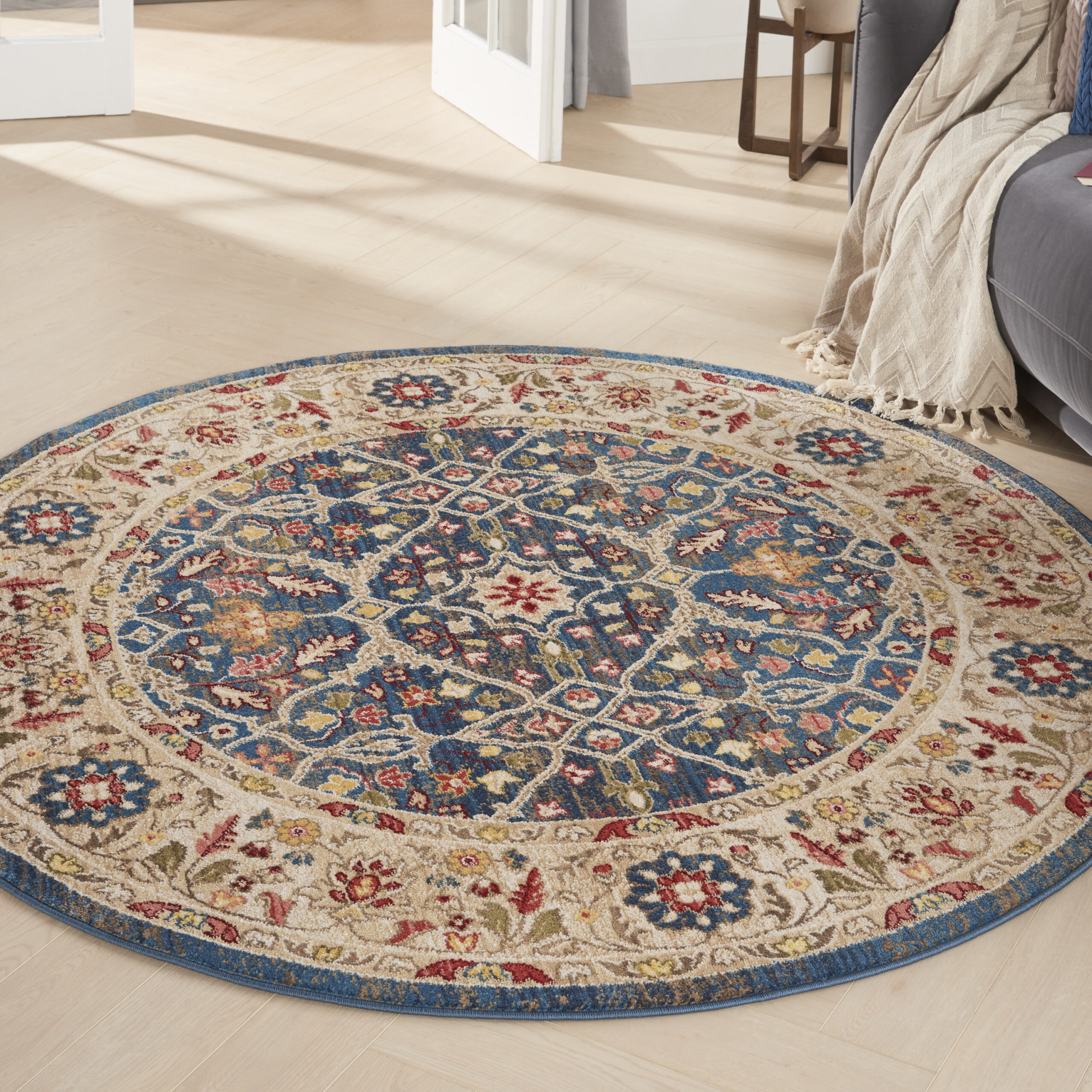 Nourison Karisma KAR03 Blue Ivory Area Rug - Image 5