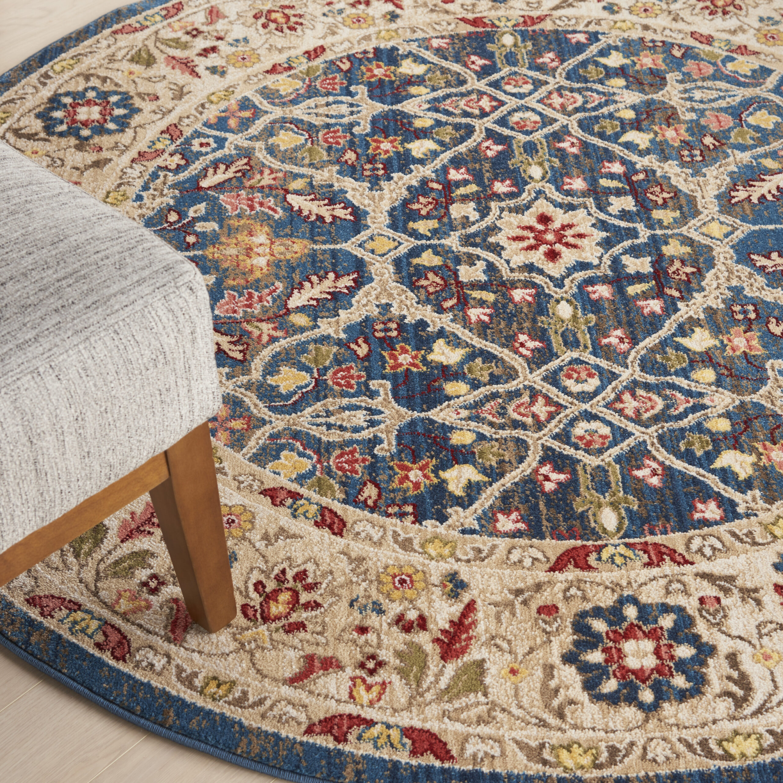 Nourison Karisma KAR03 Blue Ivory Area Rug - Image 6